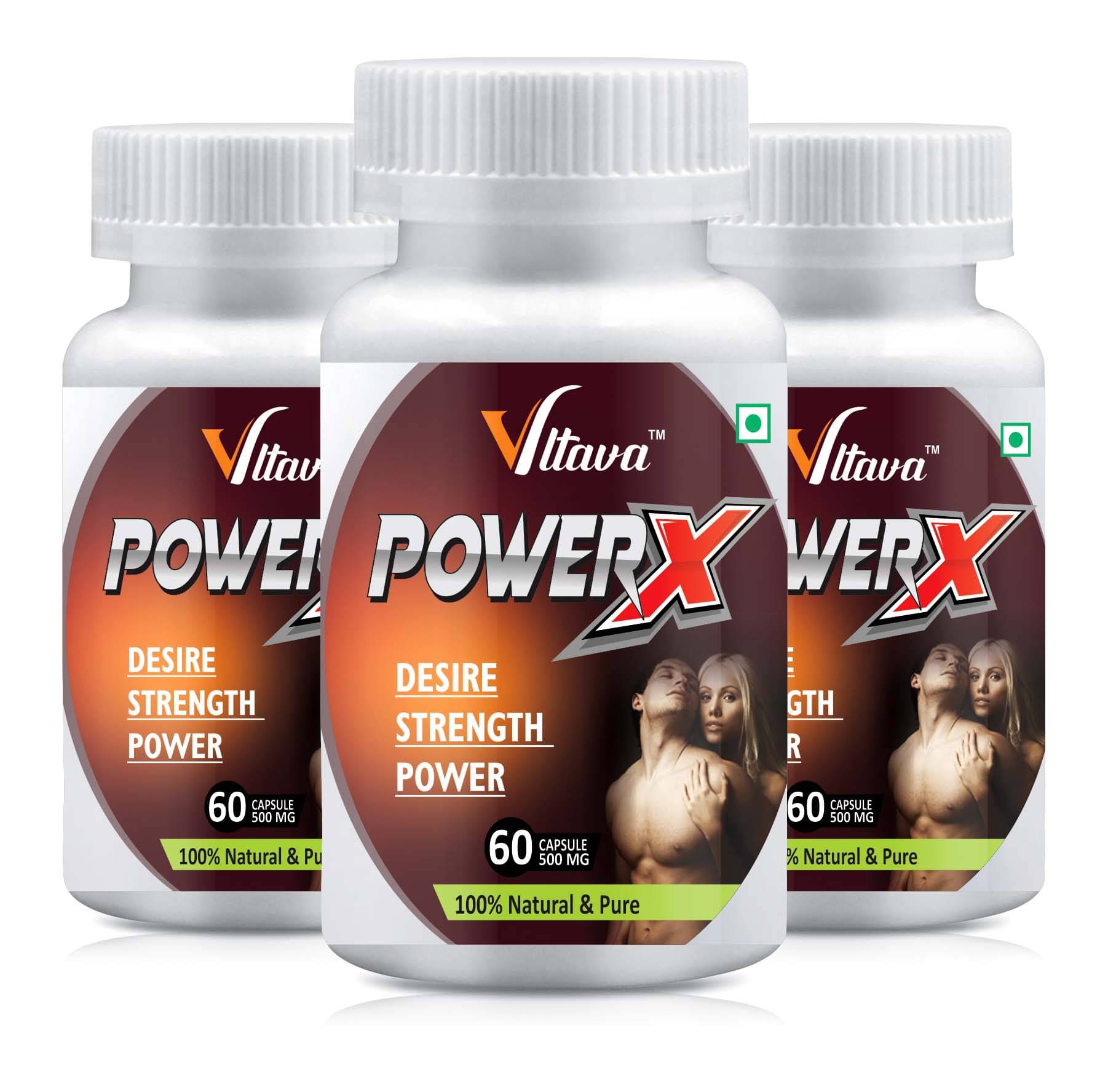     			Vltava Power X Capsule Helps to Improve Vitality, Vigor & men's Performance 180 gm Unfalvoured Minerals Capsule Pack of 3
