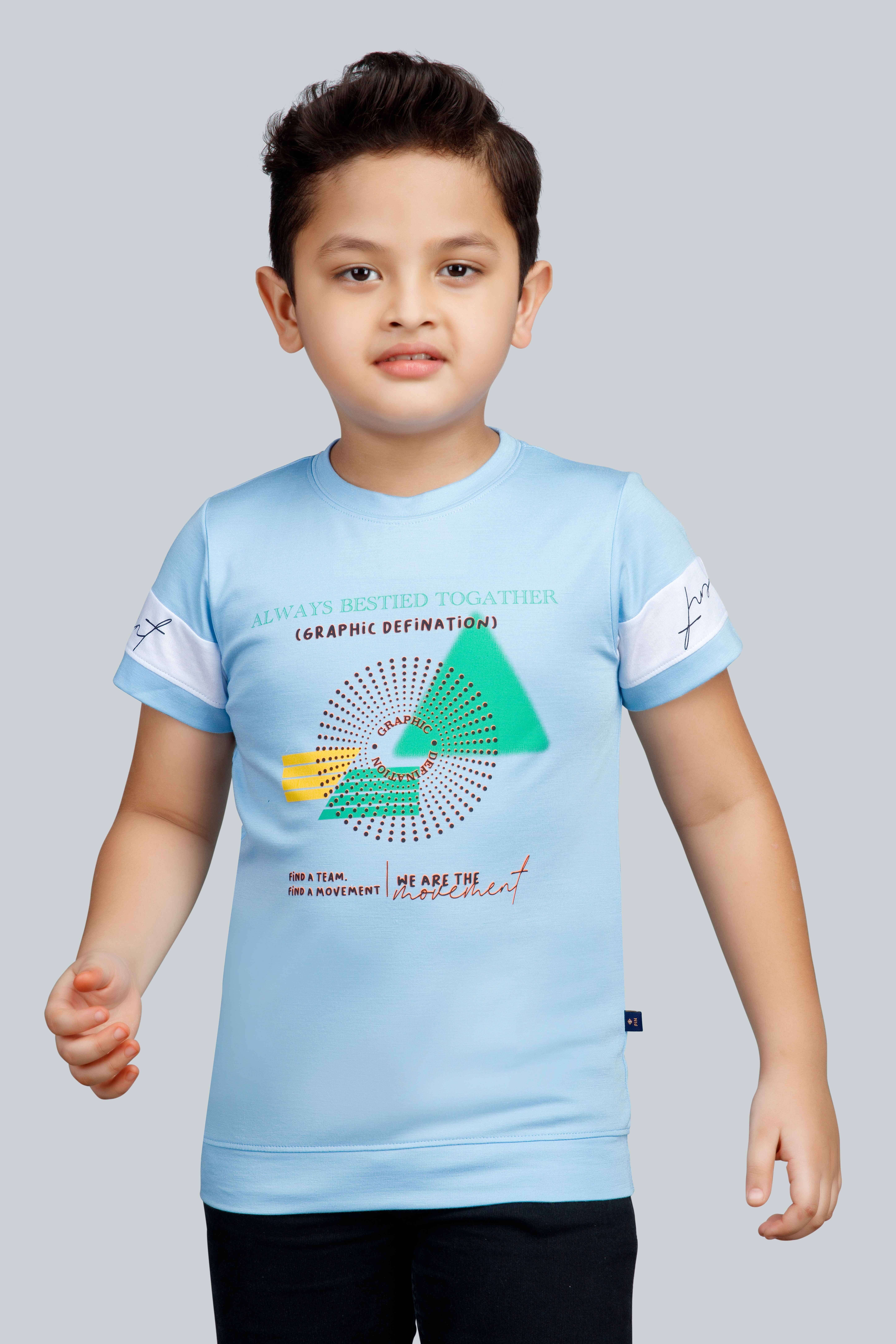     			3PIN Pack of 3 Boys Cotton Blend T-Shirt ( Sky Blue )