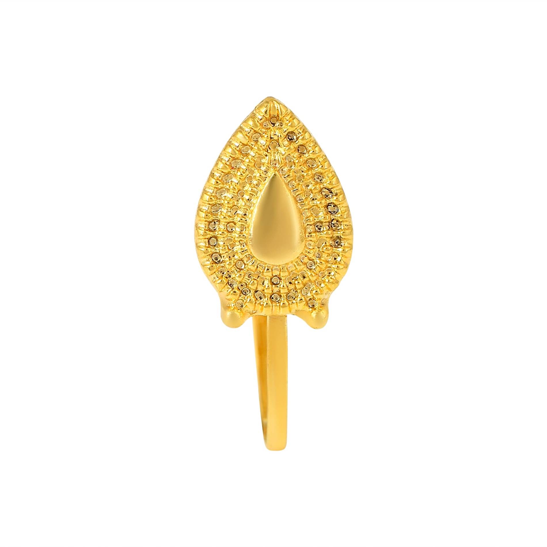     			ADMIER Brass Goldplated pear tilak design Marathi Nath "Press to wear" Mastani Nose-clip Nosepin wedding bridal nath jewelry for girls Women