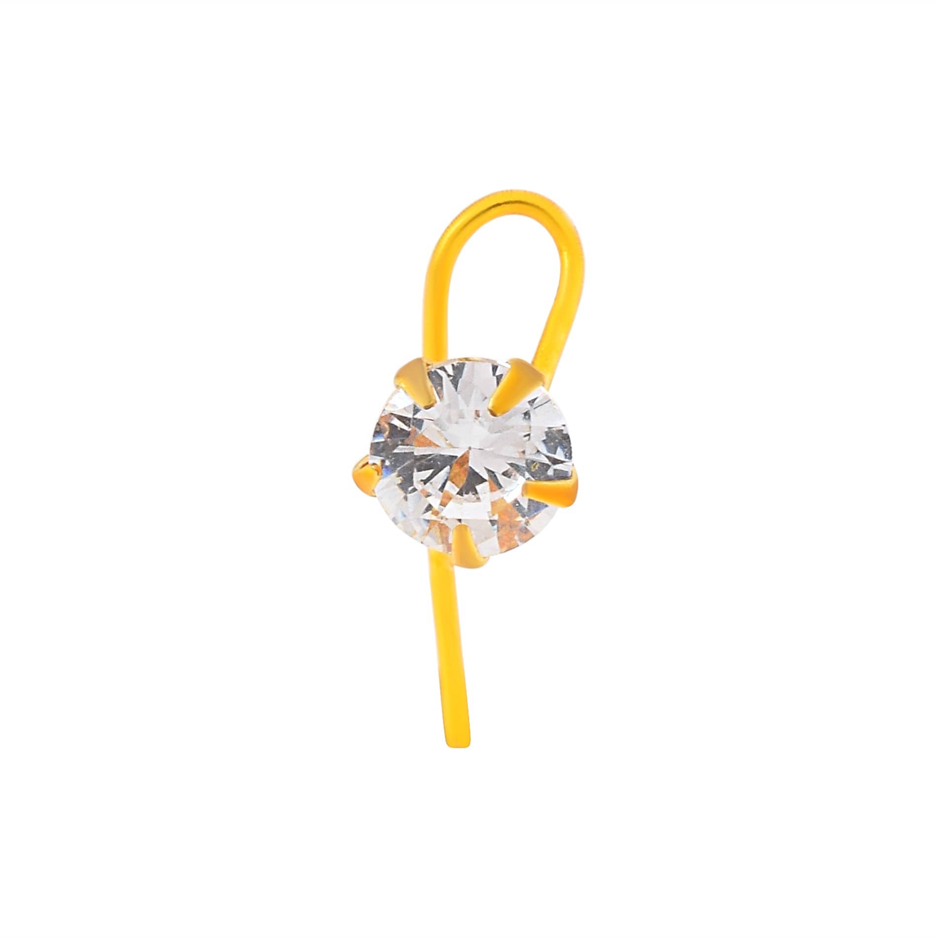 ADMIER Gold plated brass round shape faux diamond cz fashion nose pin for girls women