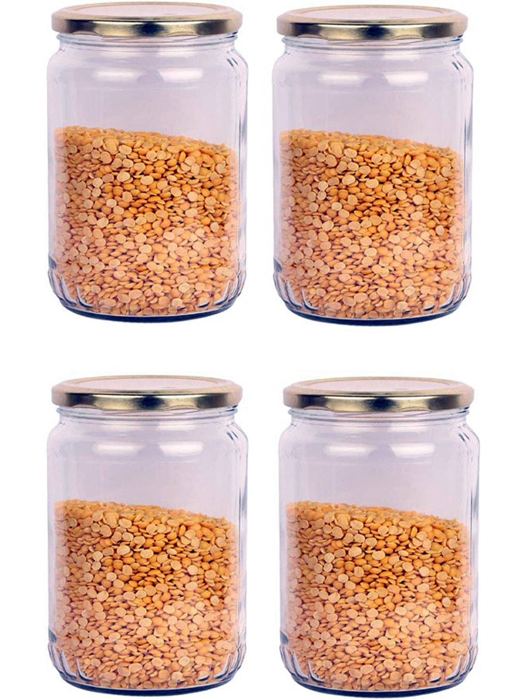     			AFAST Coockes Jar Glass Multicolor Dal Container ( Set Of 4 )