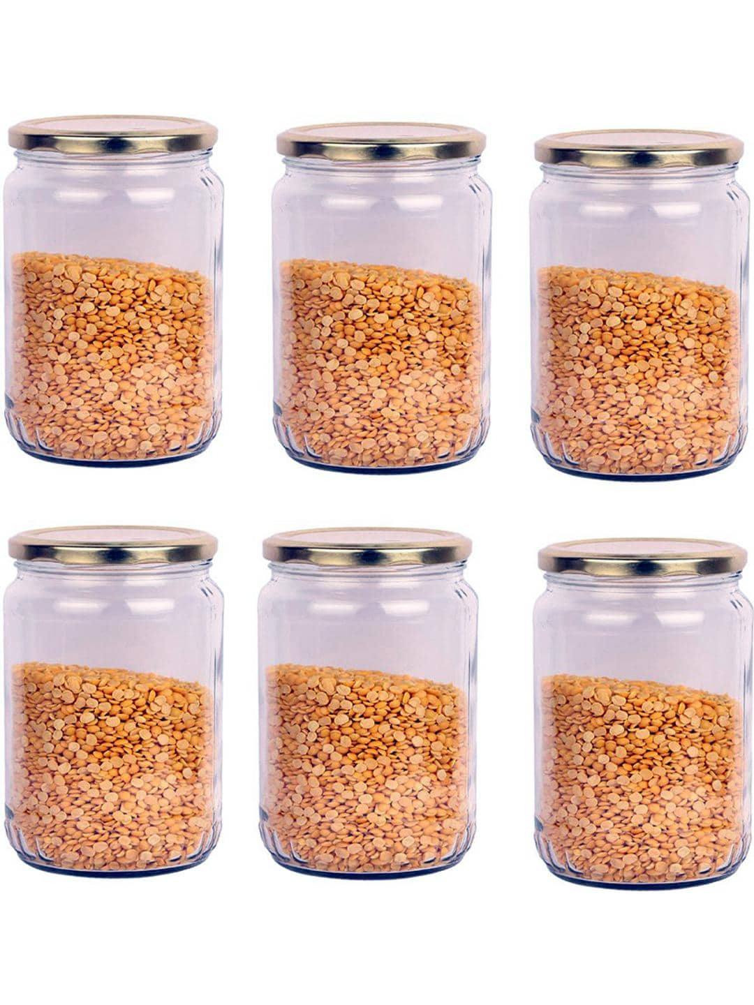 AFAST Coockes Jar Glass Multicolor Dal Container ( Set Of 6 )