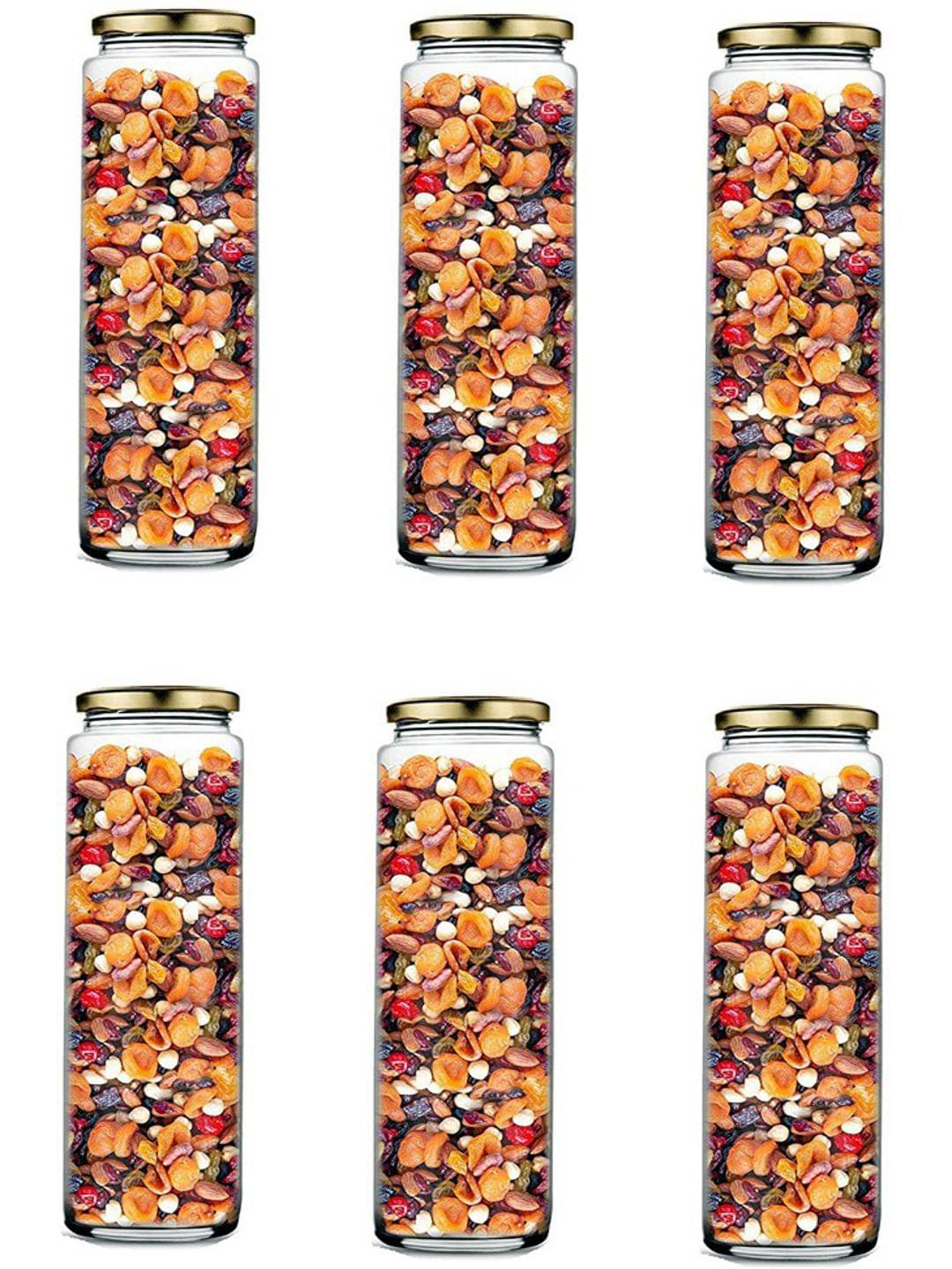     			AFAST Coockes Jar Glass Multicolor Spice Container ( Set Of 6 )