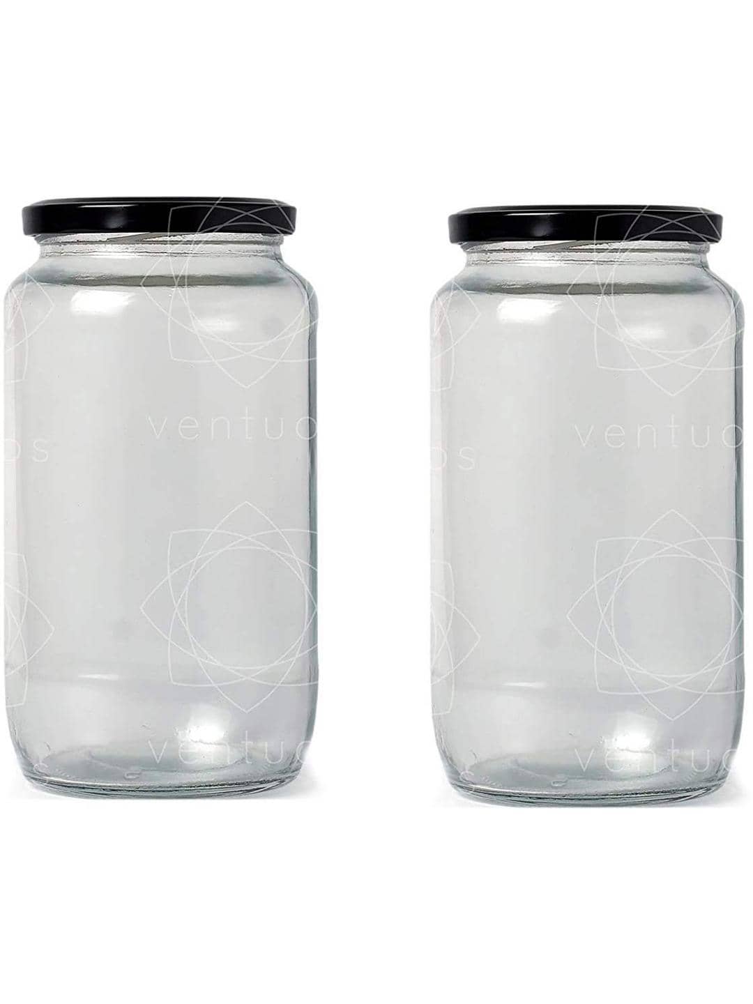 AFAST Coockes Jar Glass Transparent Cookie Container ( Set Of 2 )
