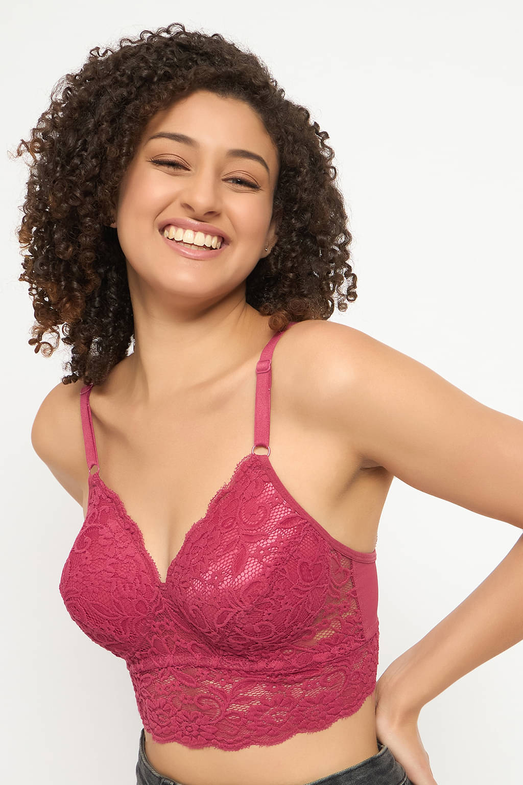 Clovia Lace Women's Bralette Bra ( Pink ) BR1970R22 Clovia Lace Women's Bralette Bra ( Pink ) BR1970R22