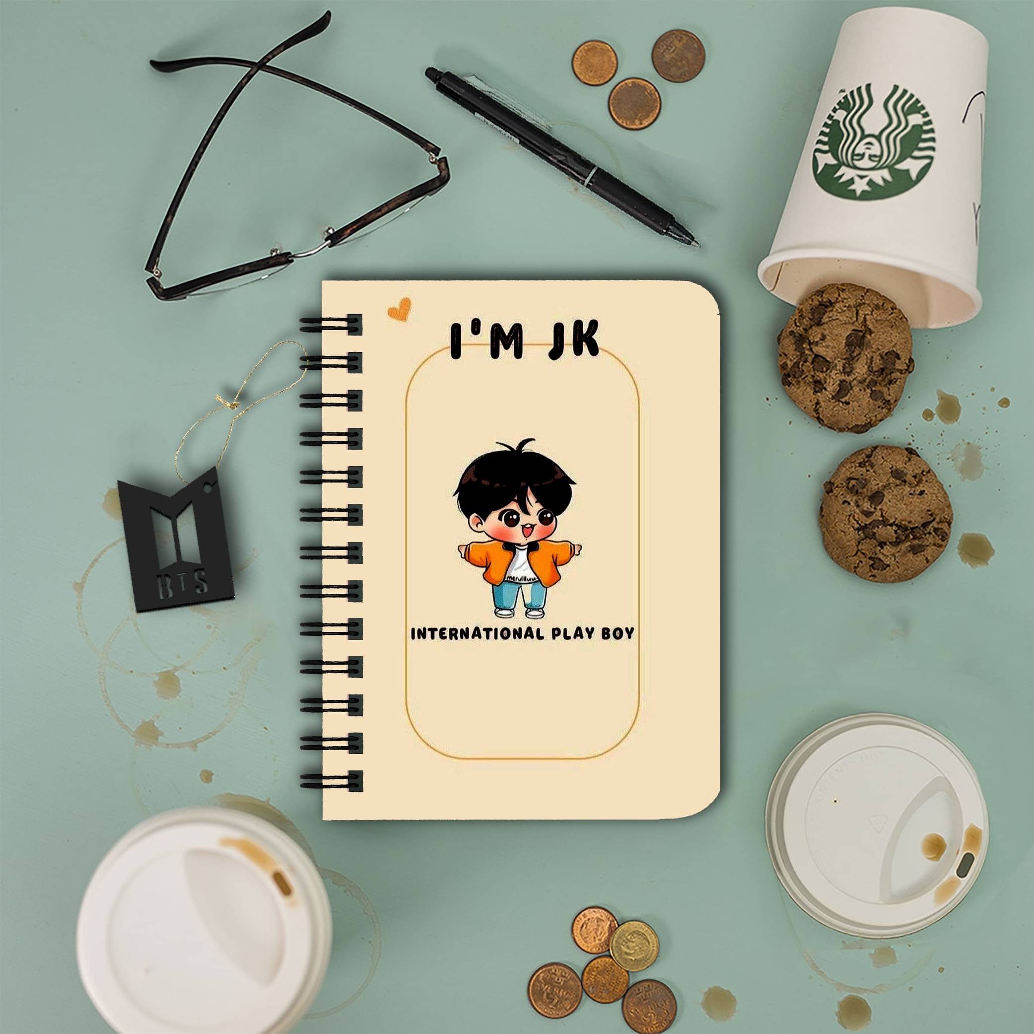     			DI-KRAFT BTS Printed Diary for Home and office use A5 Diary Unruled 160 Pages (Biege 7)