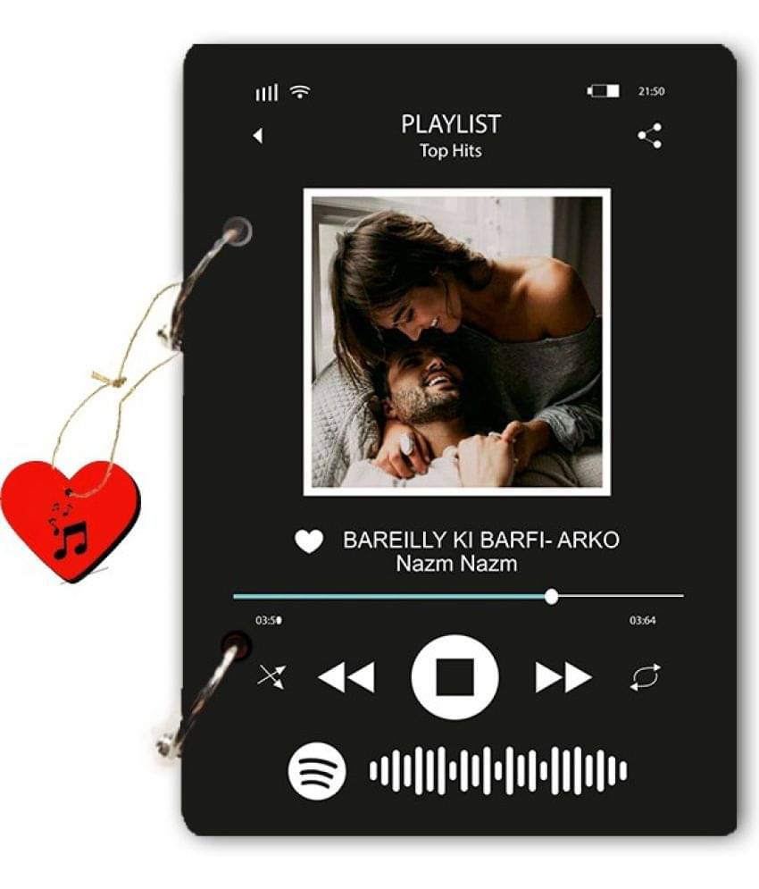     			DI-KRAFT Customized Spotify Diary With Spotify Song Code & Personalized Your Image A5 Diary Unruled 160 Pages (Black Square)