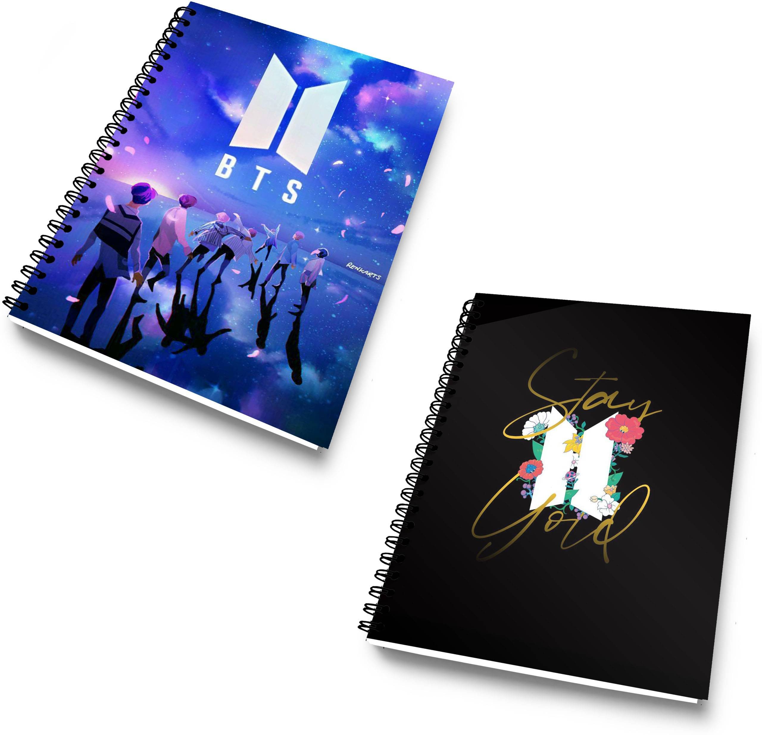     			DI-KRAFT Diary Combo Pack | Printed Diary combo Pack | BTS New Collection A5 Diary Unruled 120 Pages (Black and Blue 002, Pack of 2)