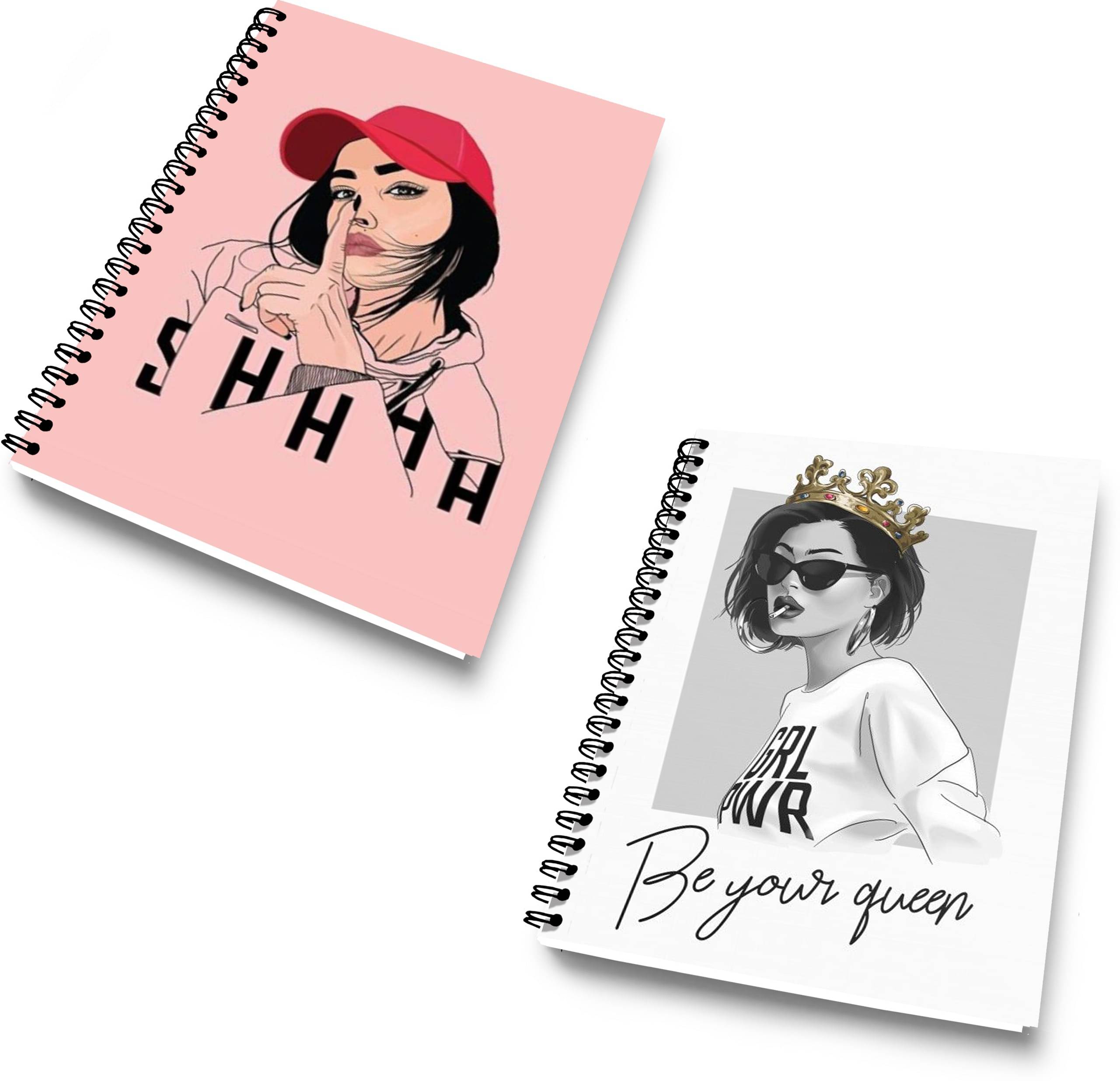     			DI-KRAFT Diary Combo Pack | Printed Diary combo Pack | BTS New Collection A5 Diary Unruled 120 Pages (Light Pink and White, Pack of 2)