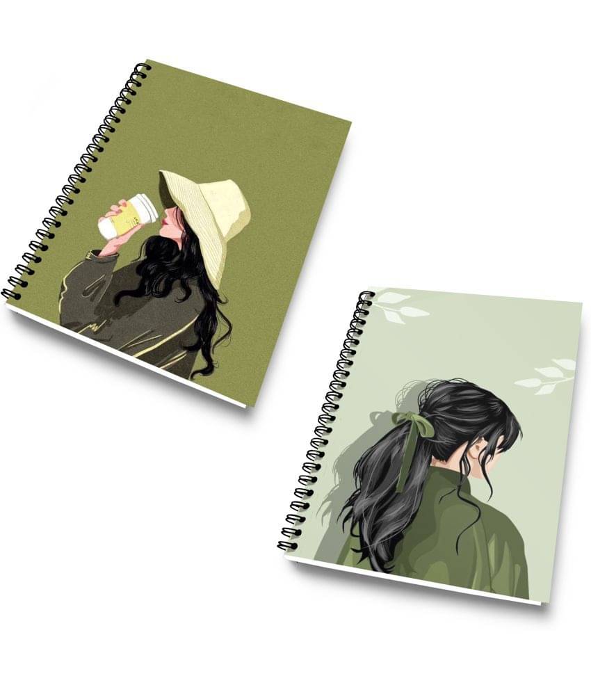     			DI-KRAFT Diary Combo Pack | Printed Diary combo Pack | BTS New Collection A5 Diary Unruled 120 Pages (Light and Dark Green, Pack of 2)