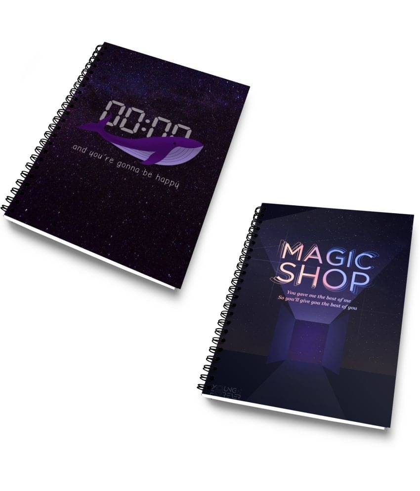     			DI-KRAFT Diary Combo Pack | Printed Diary combo Pack | BTS New Collection A5 Diary Unruled 120 Pages (Blue and Black02, Pack of 2)