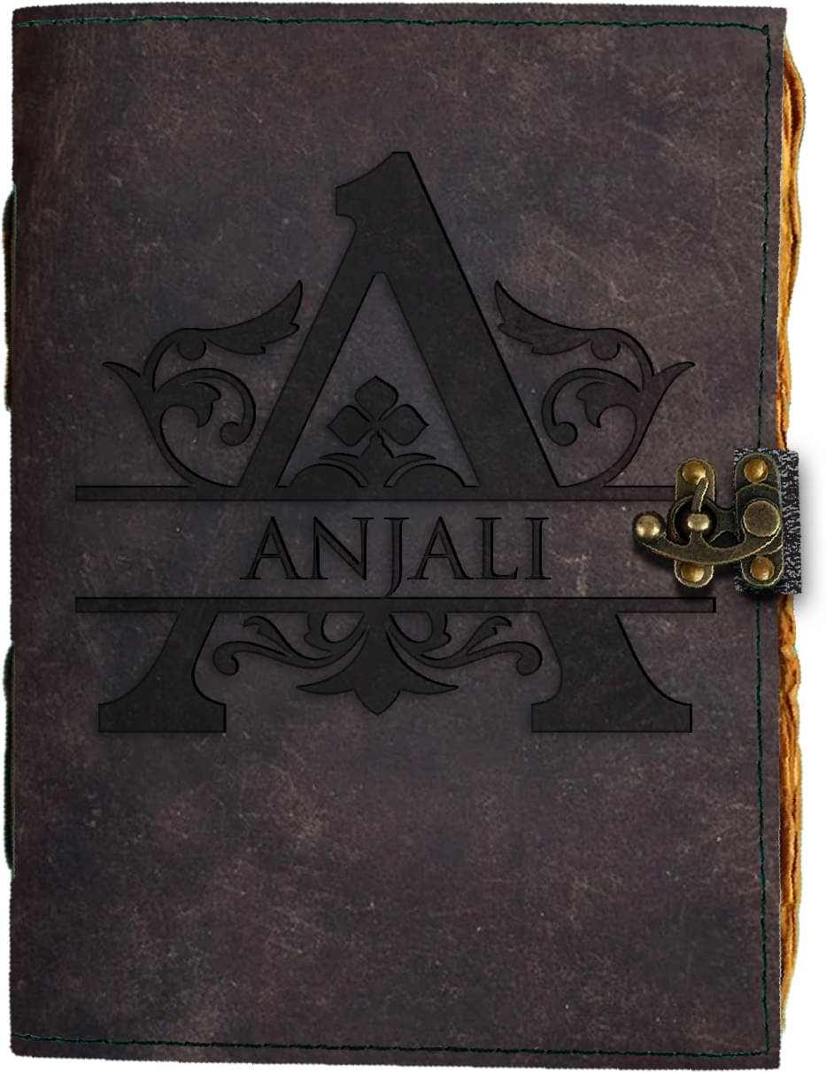     			DI-KRAFT Handmade Classic Design Leather-ANJALI Printed Diary A5 Diary Unruled 200 Pages (Brown 26)