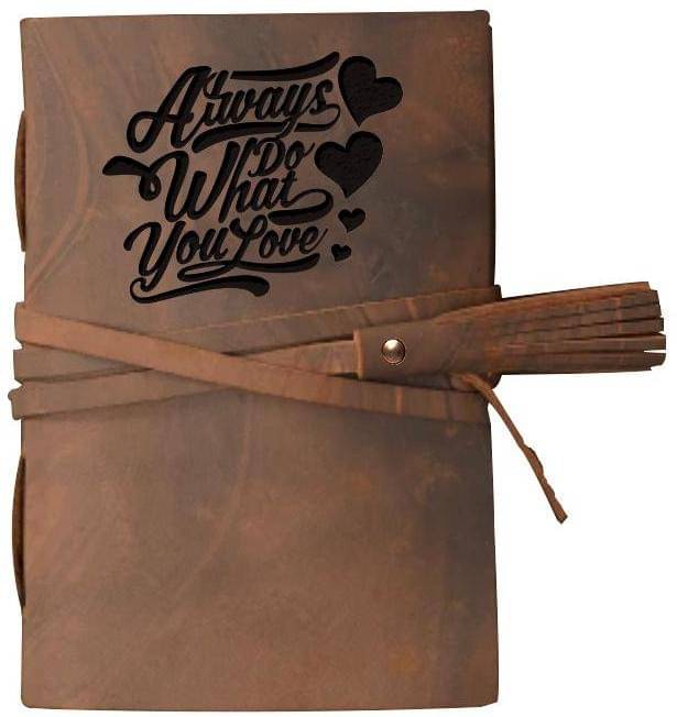     			DI-KRAFT Handmade Diary With Always love Engraving Classic Design Leather A6 Diary Unruled 200 Pages (Brown)
