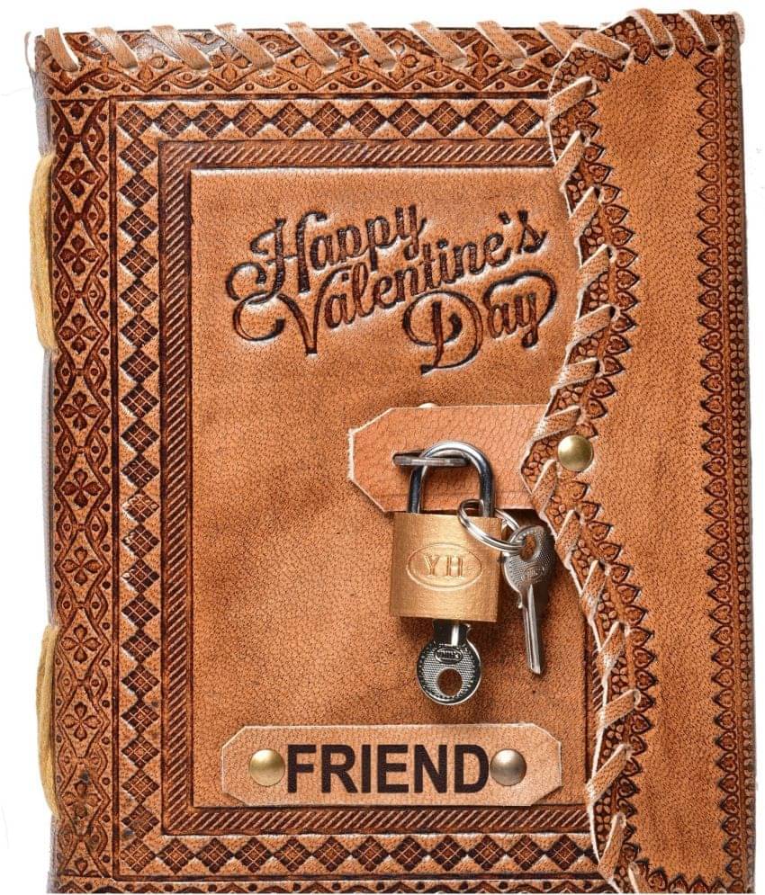     			DI-KRAFT Handmade Paper Diary With Lock A5 Diary unruled 200 Pages (Brown 02)