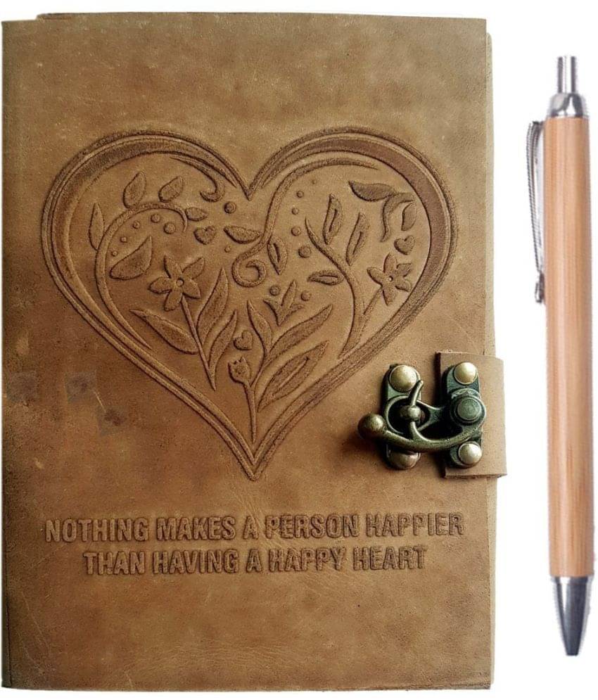     			DI-KRAFT Handmade Paper Diary With Leather Cover A5 Diary Unruled 200 Pages (Brown)