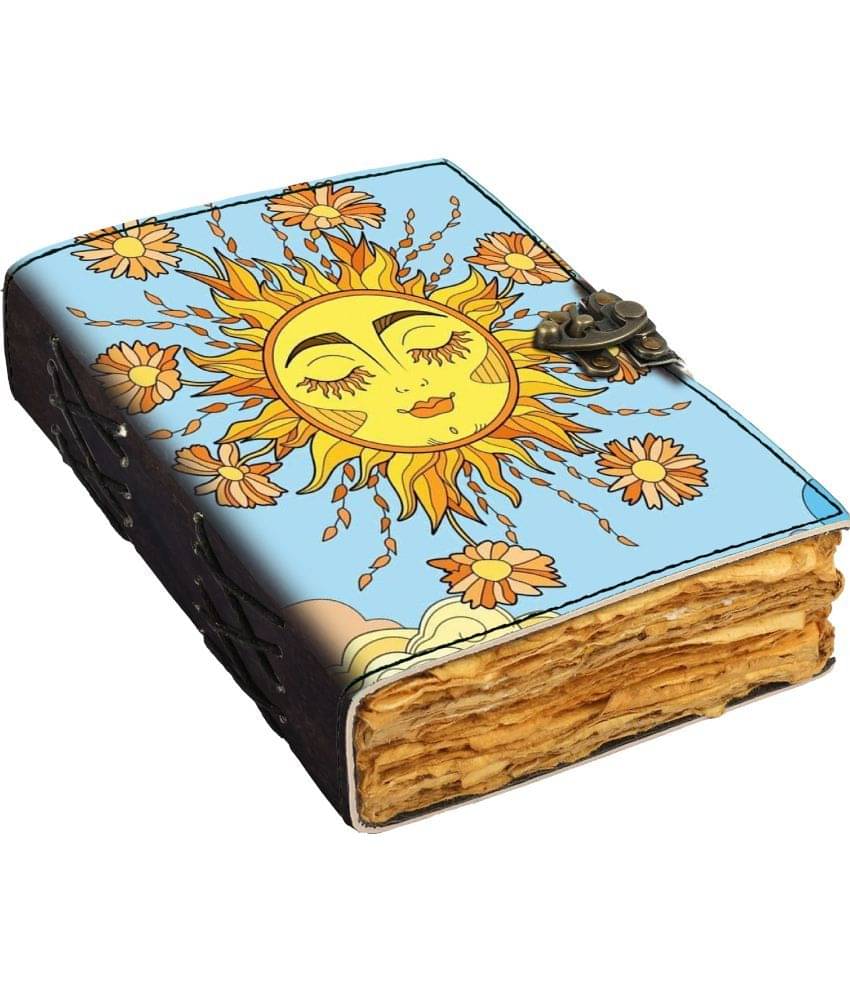     			DI-KRAFT Leather Journal with Lock Clasp Antique Handmade Deckle Edge Vintage Paper A5 Journal Unruled 200 Pages (Multicolor3)