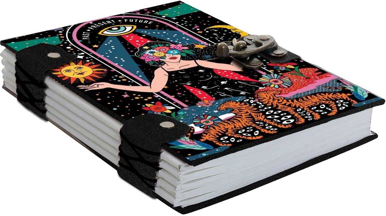     			DI-KRAFT Printed Diary Notebook With Lock Clasp For Gift/Office Use (5*7 Inch,160 Pages) A5 Diary Unruled 160 Pages (Mutlicolor-9)