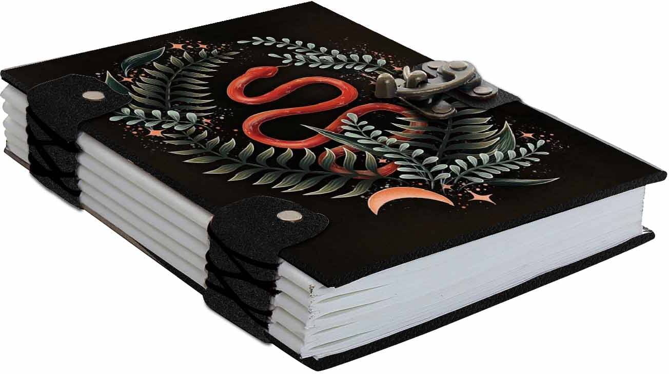     			DI-KRAFT Printed Hard Cover Diary | Notebook With Lock Clasp (5*7 Inch, 160 Pages) A5 Diary Unruled 160 Pages (Black-3)