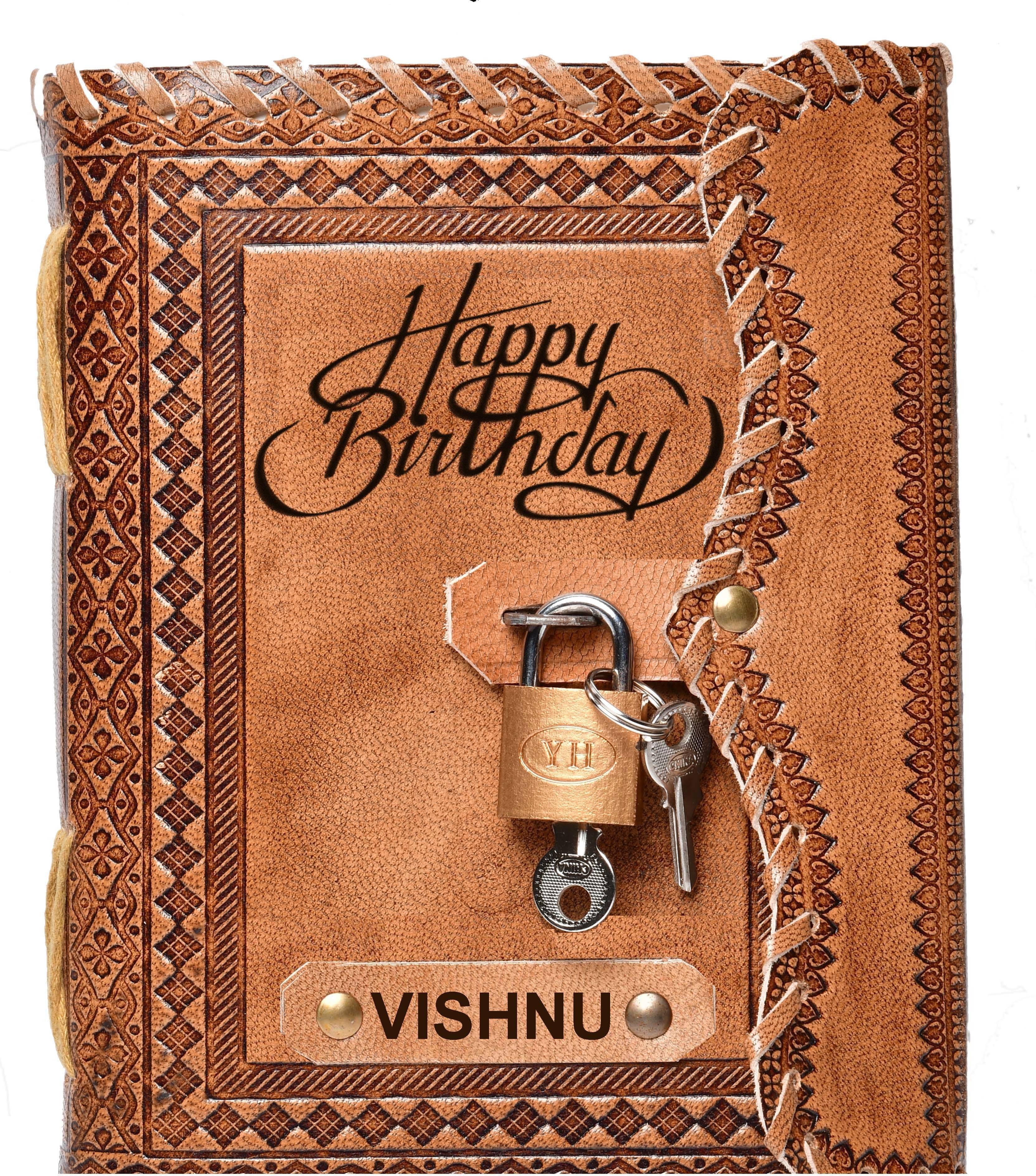     			DI-KRAFT Vishnu Embossed Happy Birthday Gift Handmade Paper Diary with Lock A5 Diary unruled 200 Pages (Multicolor)