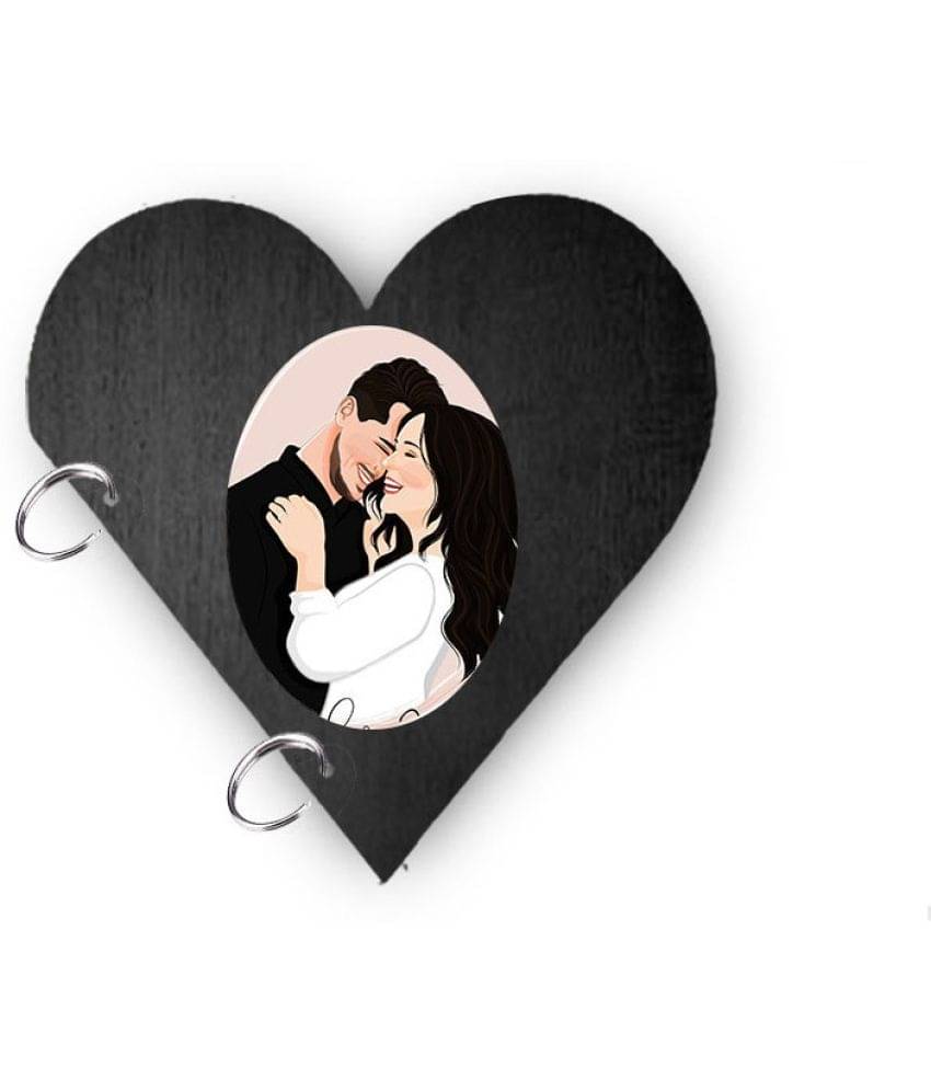     			DI-KRAFT Wooden Heart shape diary valantine day gift diary A5 Diary unruled 150 Pages (Black)