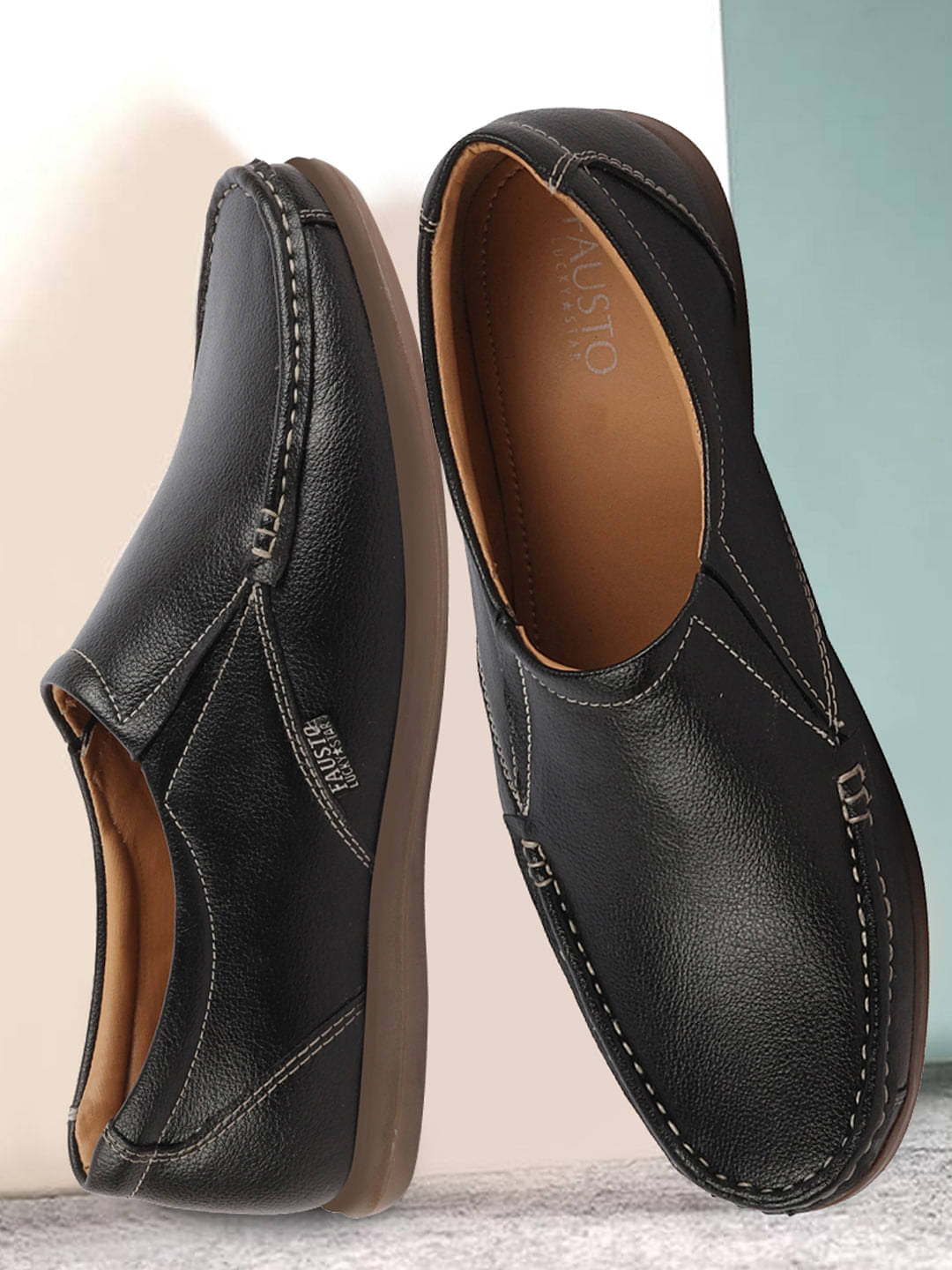     			Fausto Black Men's Slip on