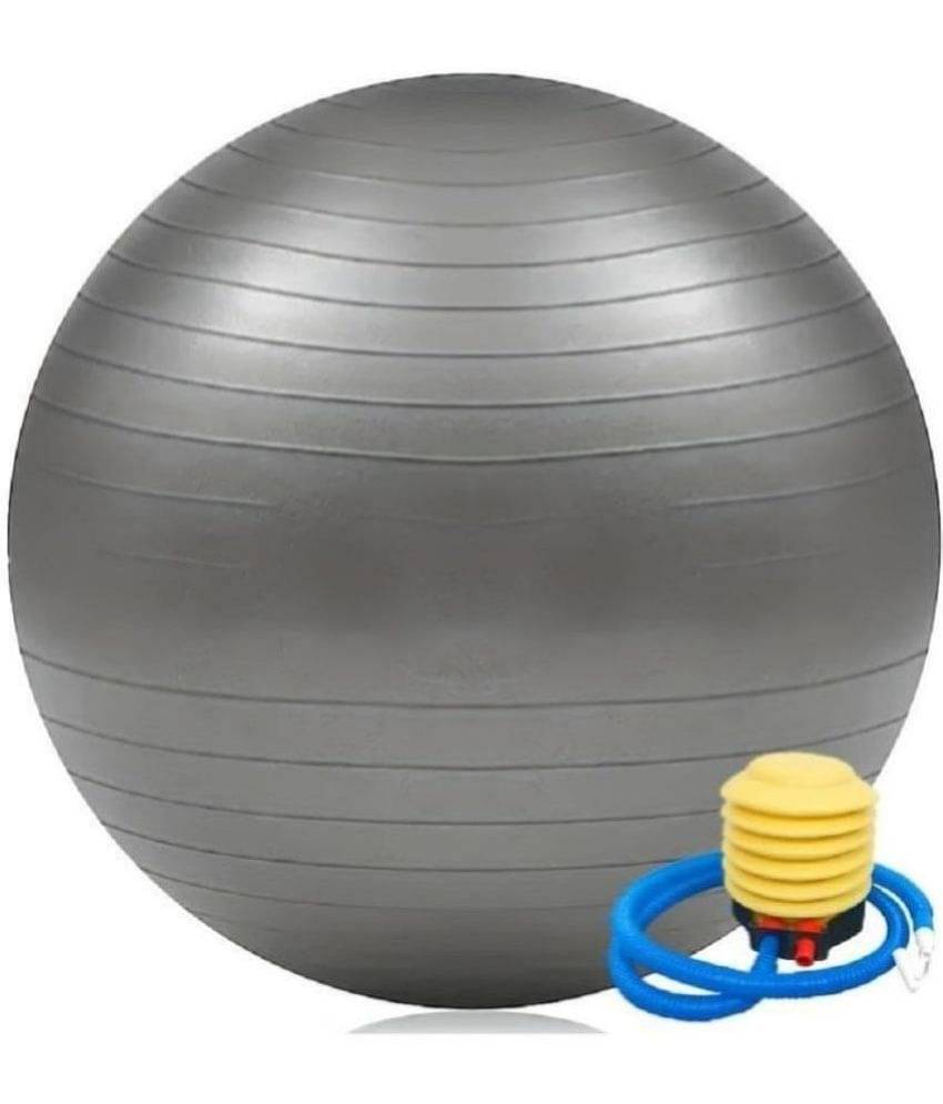     			Gym Ball, Anti-Burst Rubber Gym Ball with Free Foot Pump, Round Shape Swiss Ball for Exercise, Workout, Yoga, Birthing, Balance & Stability, 65 cm, Pack of 1 (Grey)