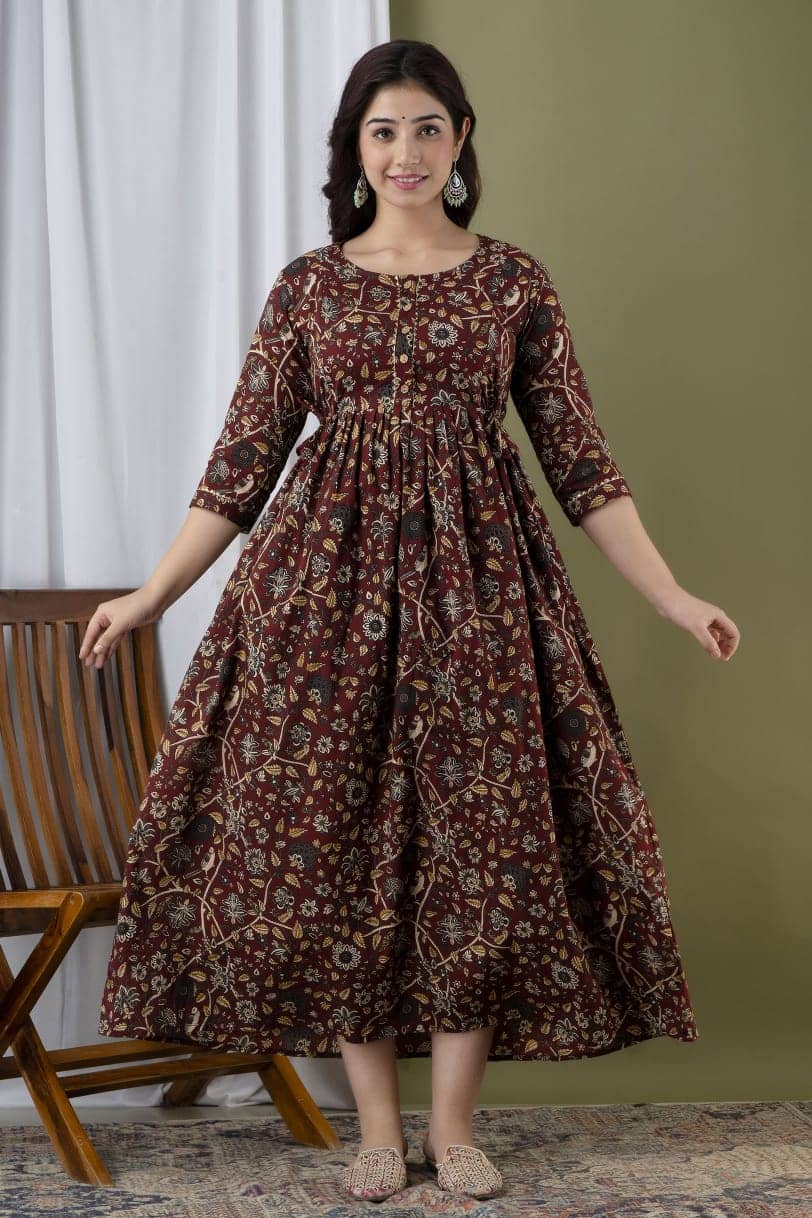 Nevisha Style Brown Cotton Maternity Kurta