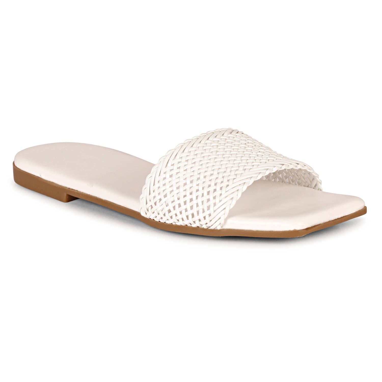     			Saheb White Women's Flats