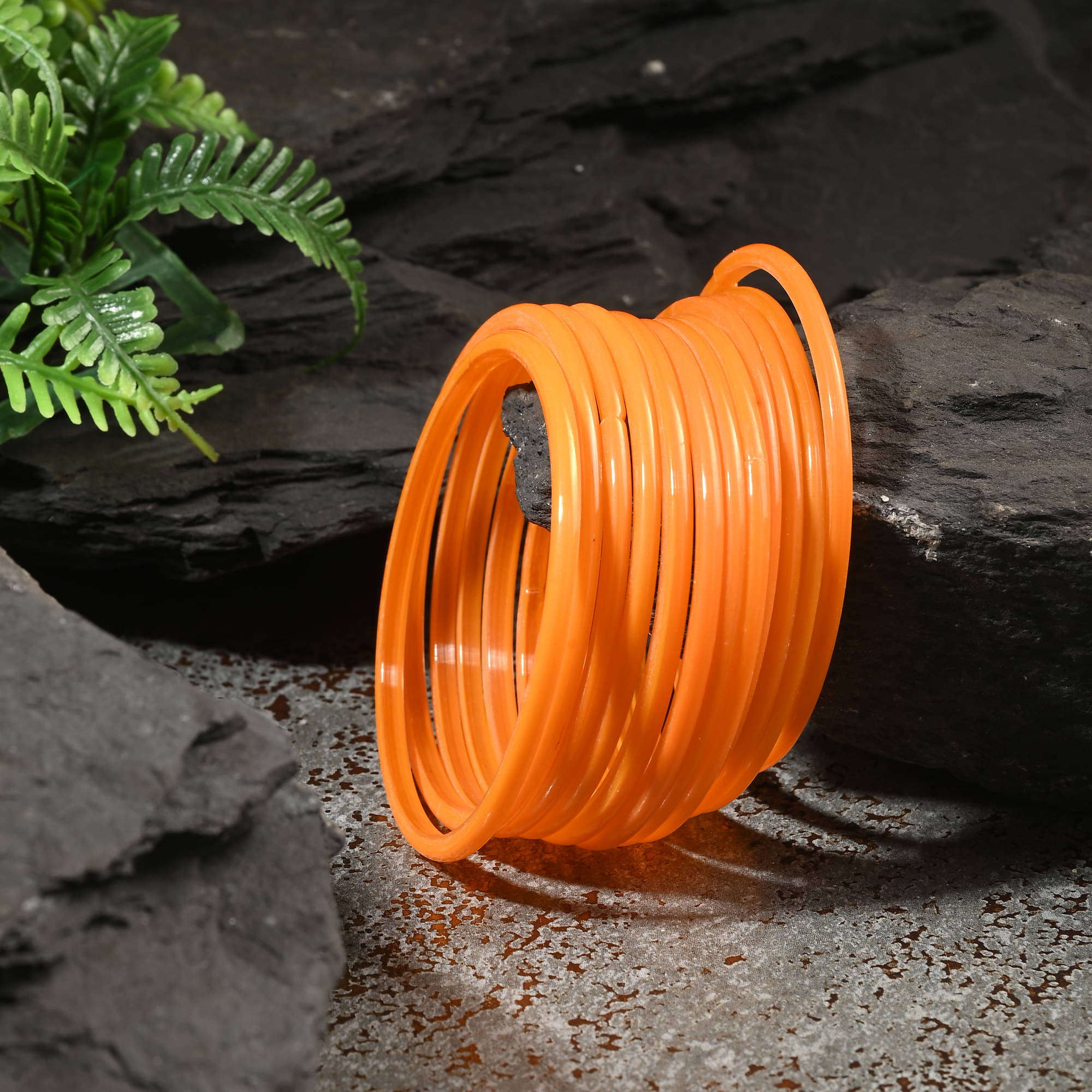     			Somil Orange Bangle Set ( Pack of 12 )