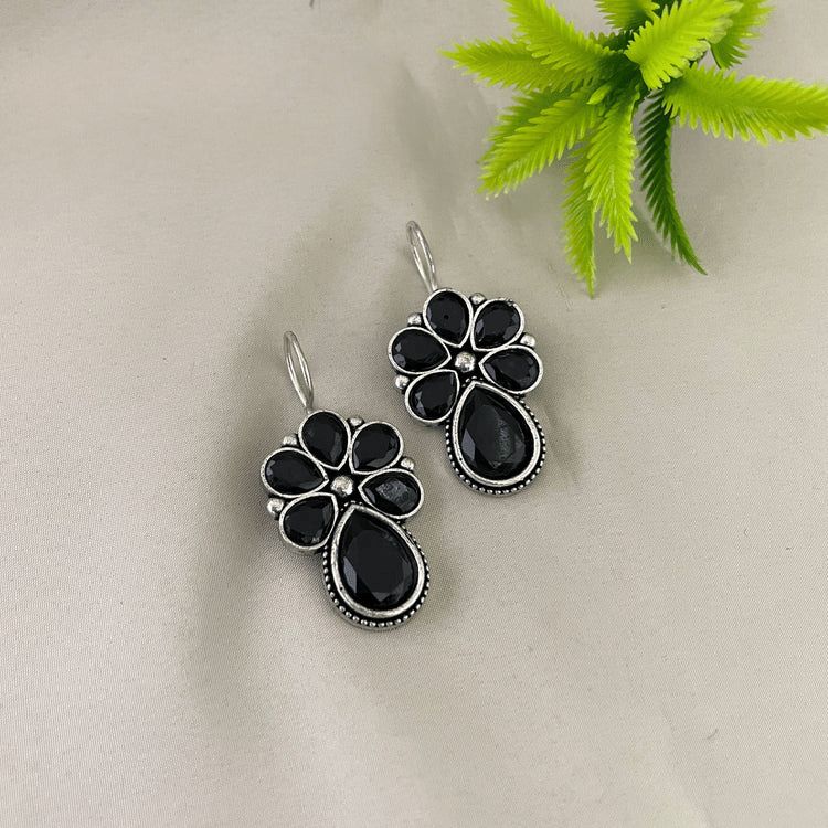 Sunhari Jewels Black Hoops Earrings ( Pack of 1 ) - Earrings | Buy online on ZillyBuy