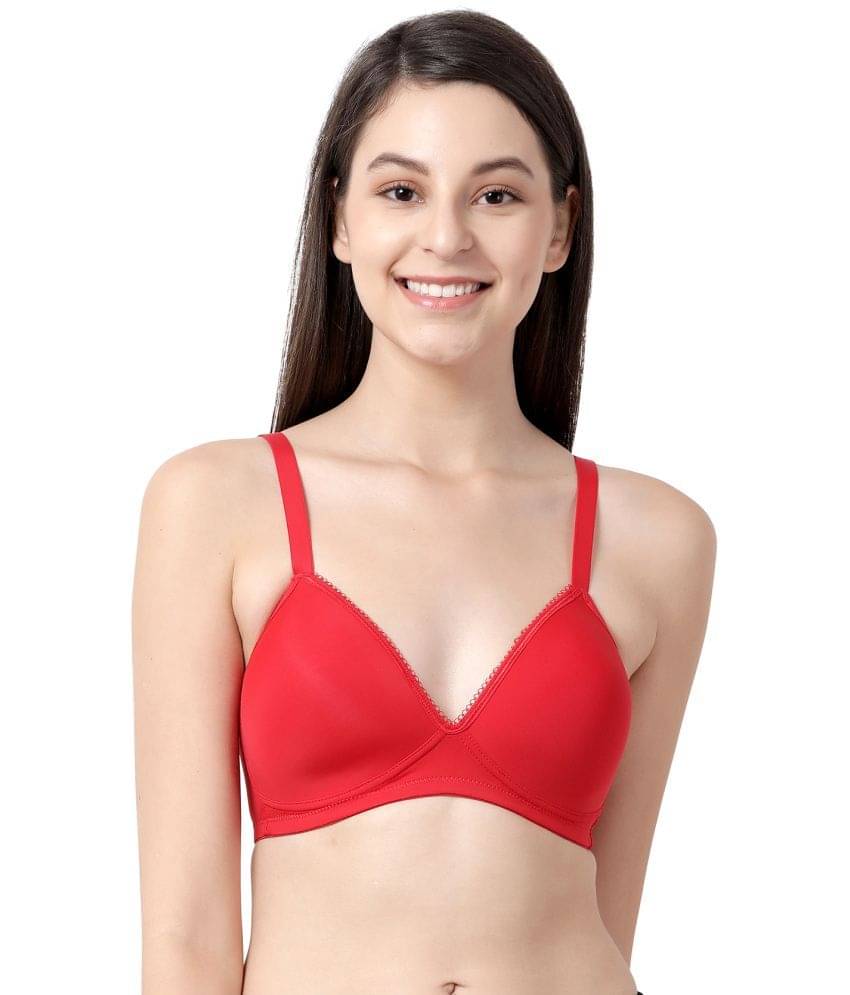 Taabu Nylon Women's T-Shirt Bra ( Red ) ST019-MoltenLava     			Taabu Nylon Women's T-Shirt Bra ( Red ) ST019-MoltenLava