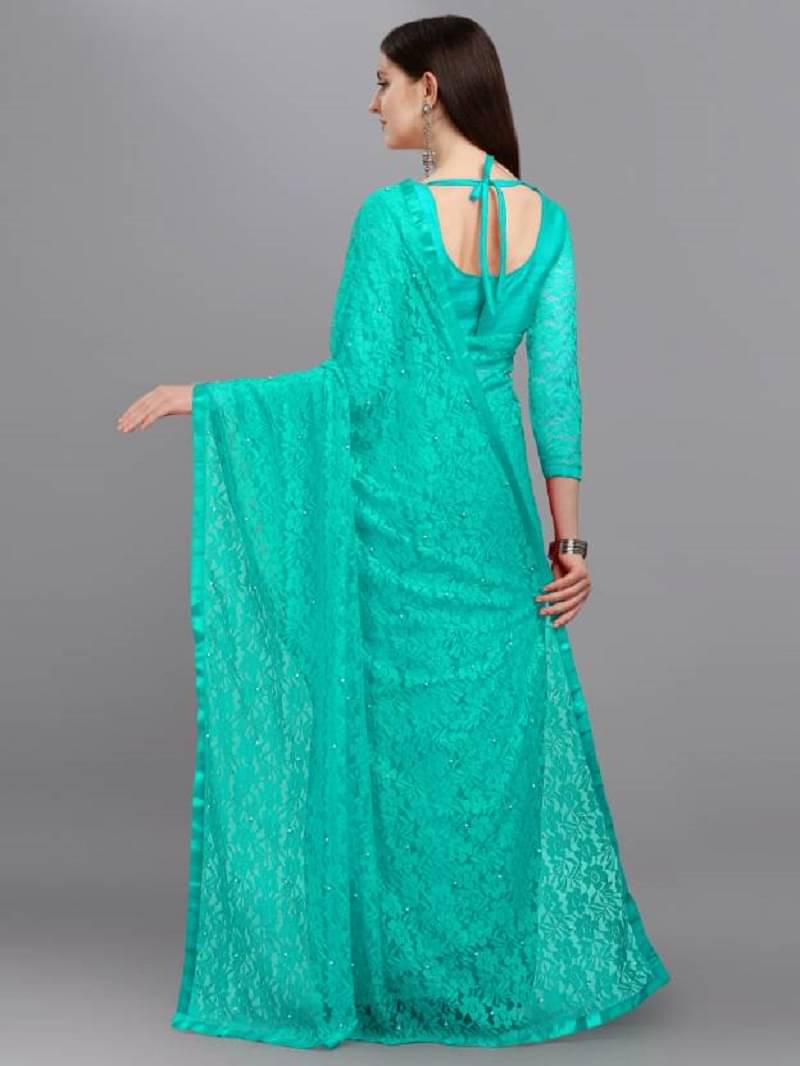 VERVIZA Net Embroidered Saree With Unstitched Blouse Piece ( SkyBlue ) VERVIZA Net Embroidered Saree With Unstitched Blouse Piece ( SkyBlue )