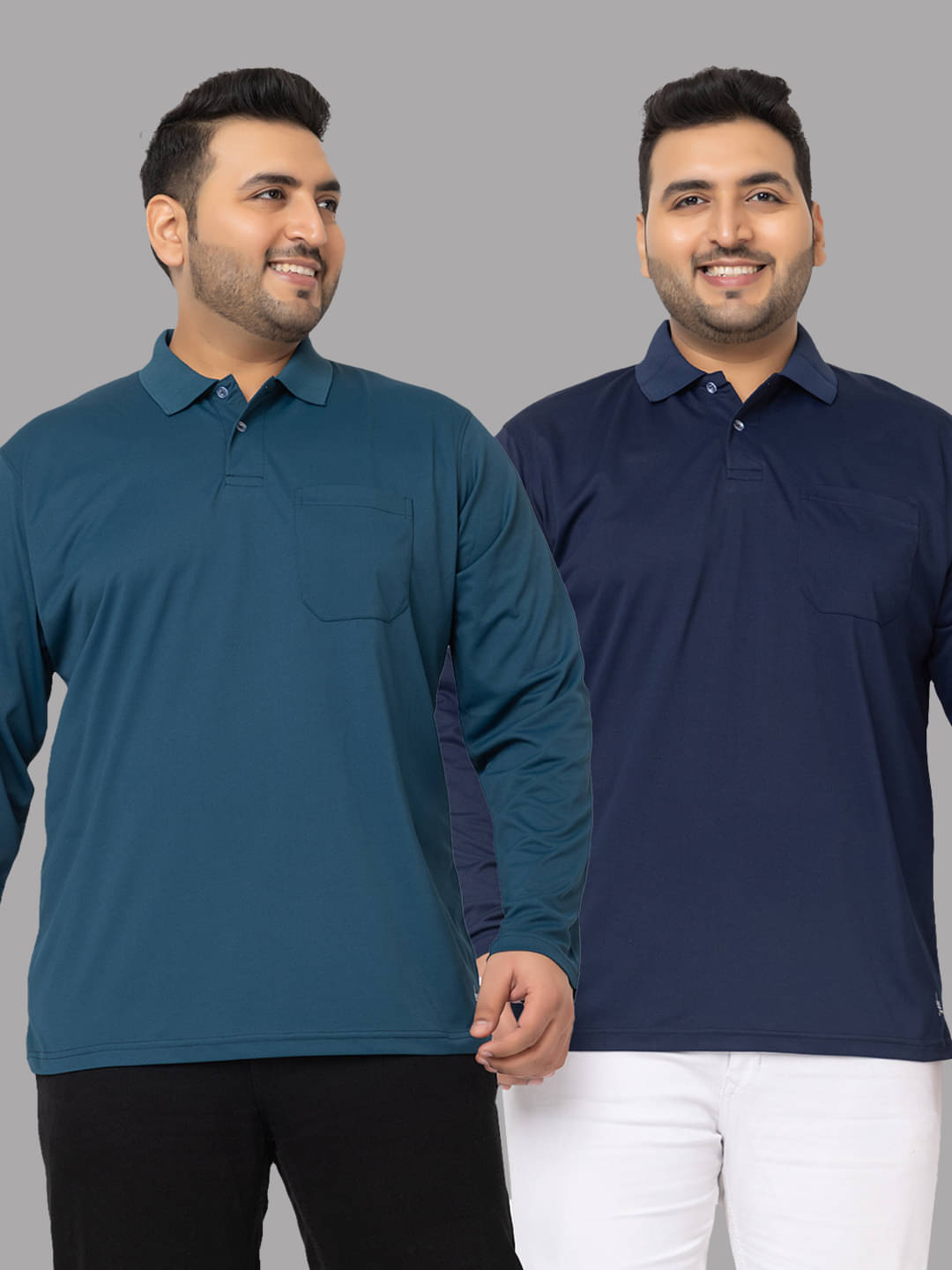 YHA Cotton Blend Regular Fit Solid Full Sleeves Men's Polo T Shirt - Navy ( Pack of 2 ) YHA Cotton Blend Regular Fit Solid Full Sleeves Men's Polo T Shirt - Navy ( Pack of 2 )