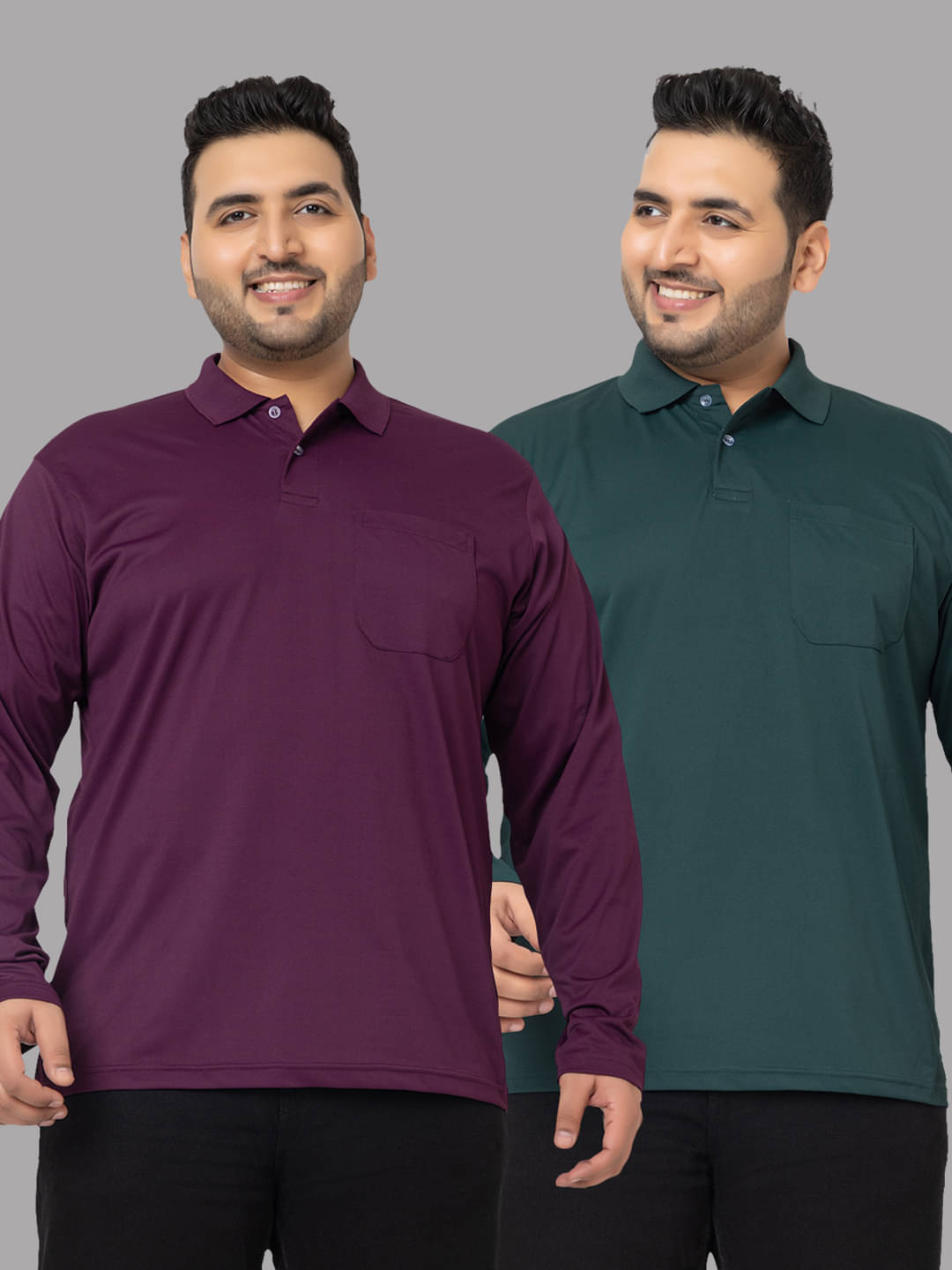 YHA Cotton Blend Regular Fit Solid Full Sleeves Men's Polo T Shirt - Purple ( Pack of 2 ) YHA Cotton Blend Regular Fit Solid Full Sleeves Men's Polo T Shirt - Purple ( Pack of 2 )