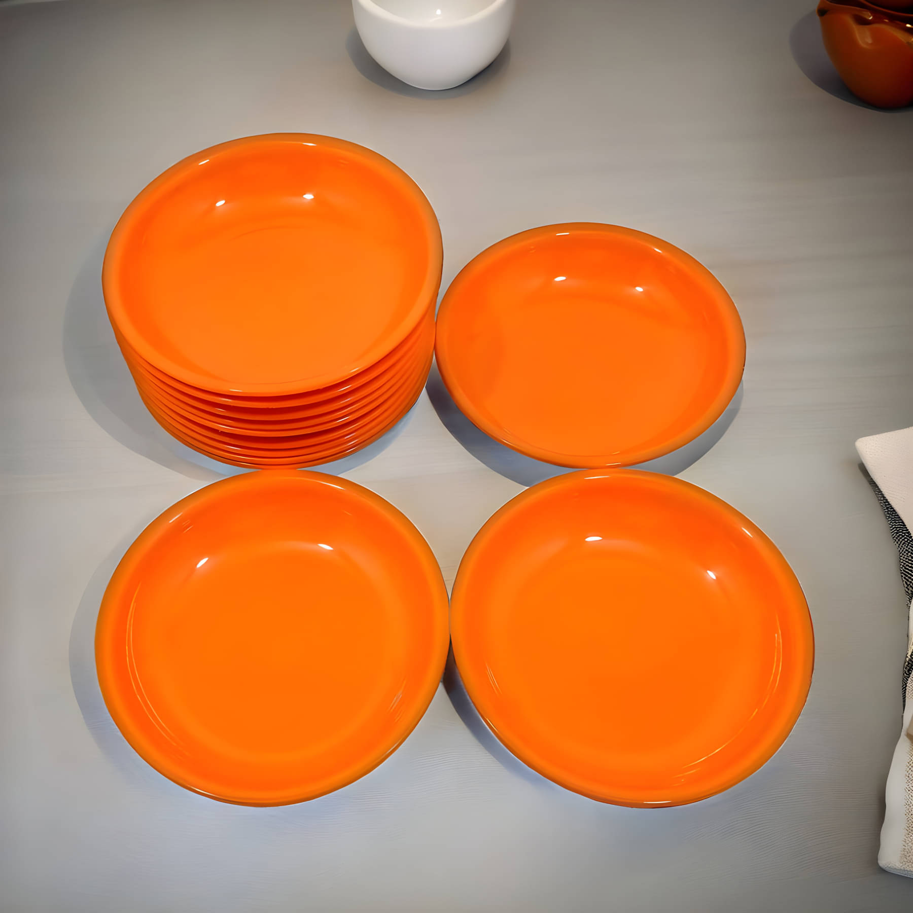     			kitchrox 12 Pcs Plastic orange Quarter Plate