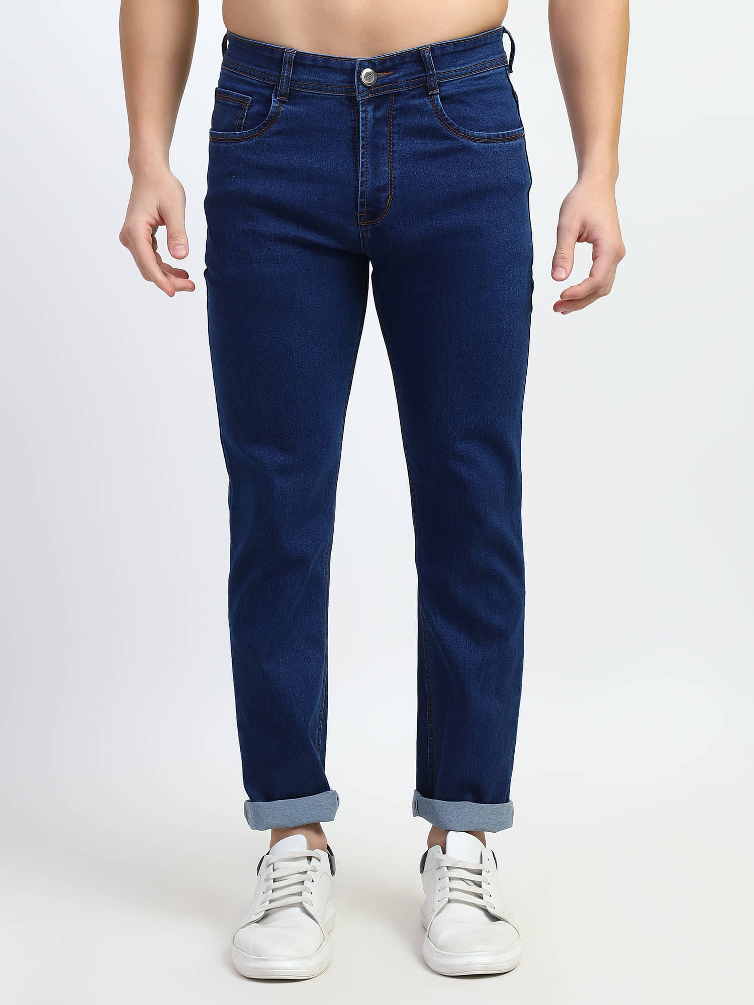 plounge Regular Fit Cuffed Hem Men's Jeans - Blue ( Pack of 1 ) - Jeans | Buy online on ZillyBuy