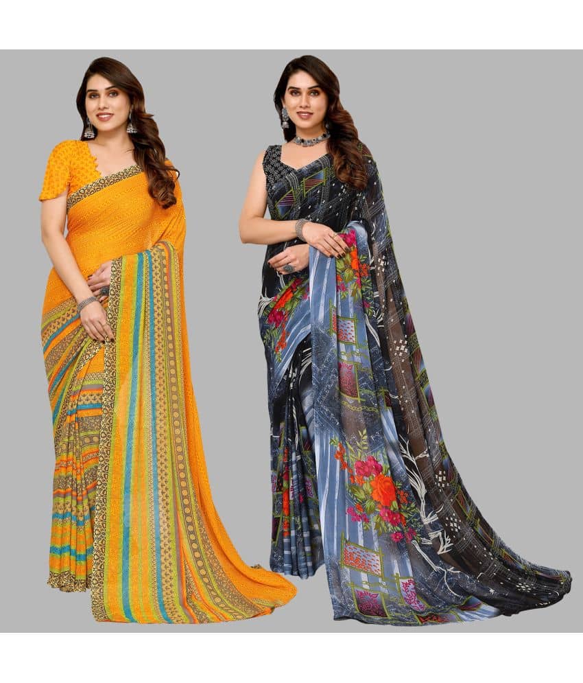 ANAND SAREES Georgette Printed Saree With Unstitched Blouse Piece ( Multicolor ) - Sarees | Buy online on ZillyBuy