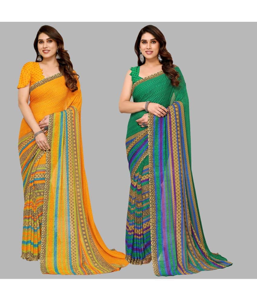 ANAND SAREES Georgette Printed Saree With Unstitched Blouse Piece ( Multicolor ) - Sarees | Buy online on ZillyBuy