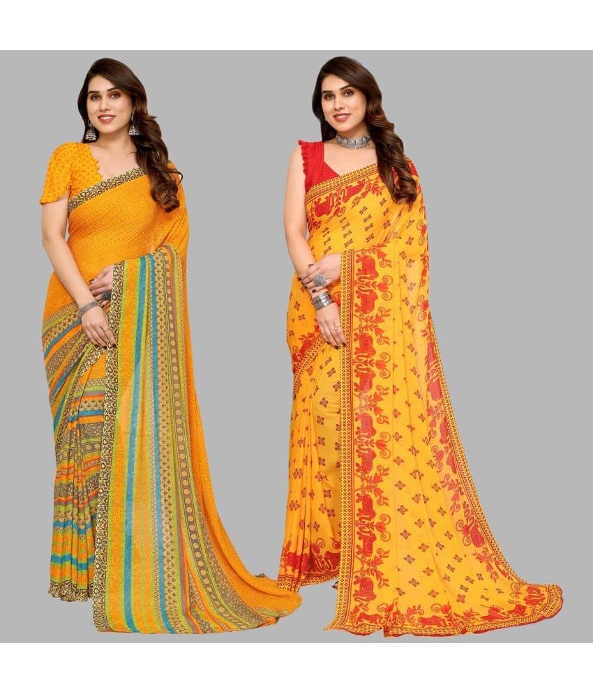 ANAND SAREES Georgette Printed Saree With Unstitched Blouse Piece ( Multicolor ) - Sarees | Buy online on ZillyBuy
