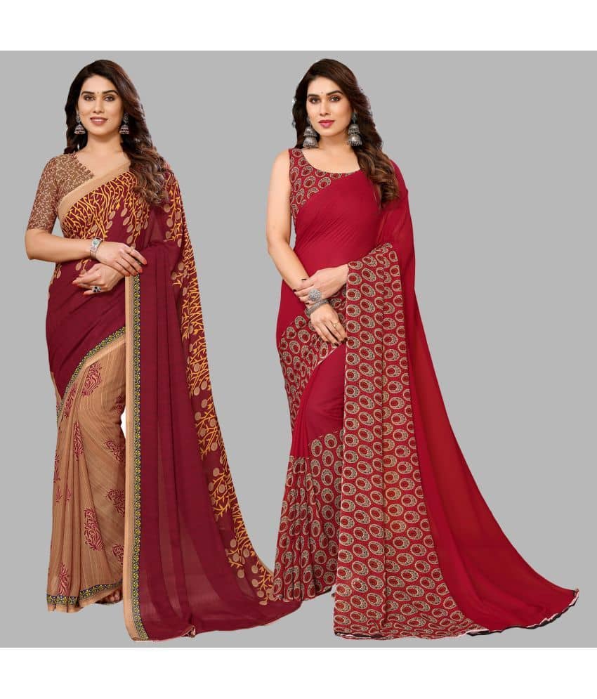 ANAND SAREES Georgette Printed Saree With Unstitched Blouse Piece ( Multicolor ) - Sarees | Buy online on ZillyBuy