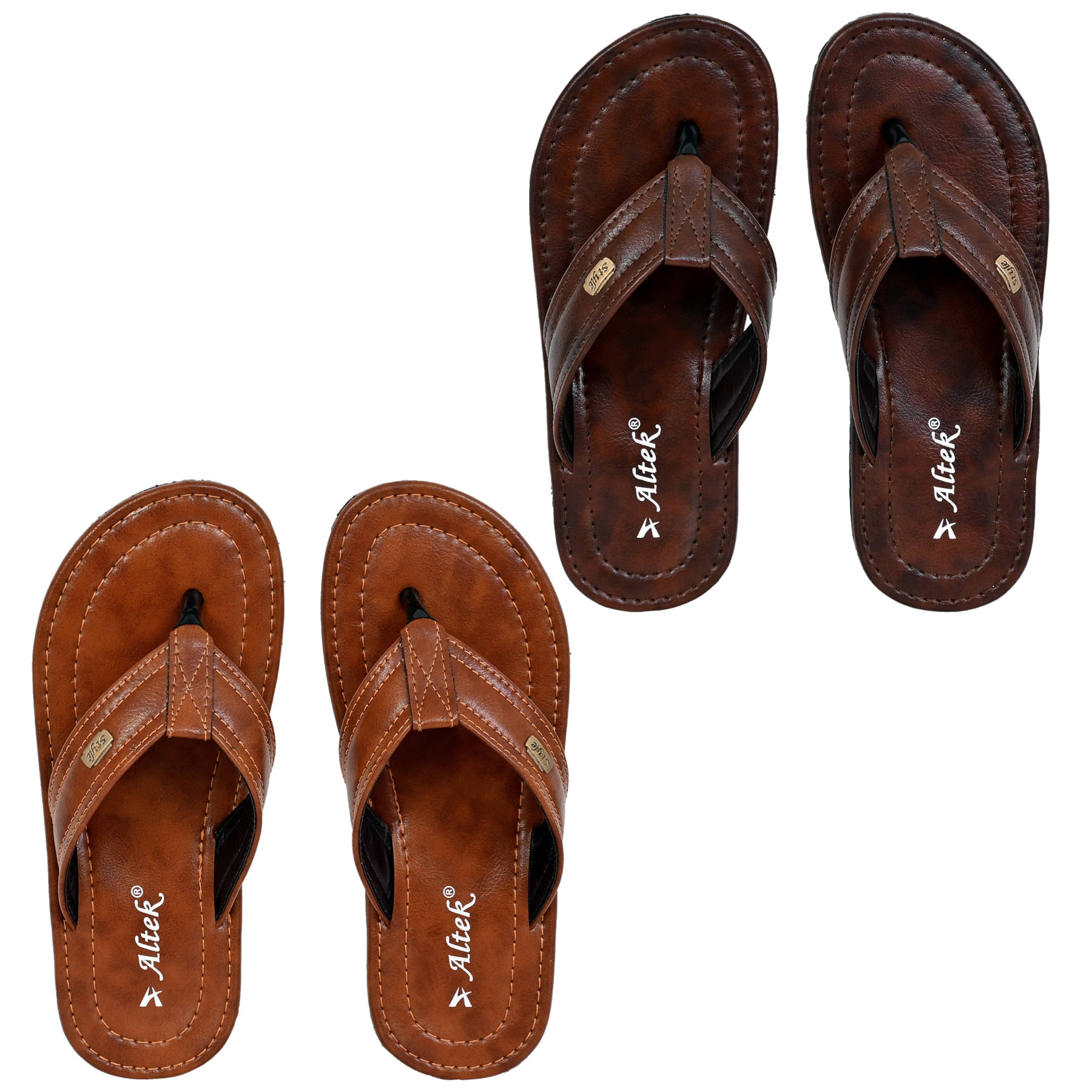     			Altek Brown Men's Thong Flip Flop