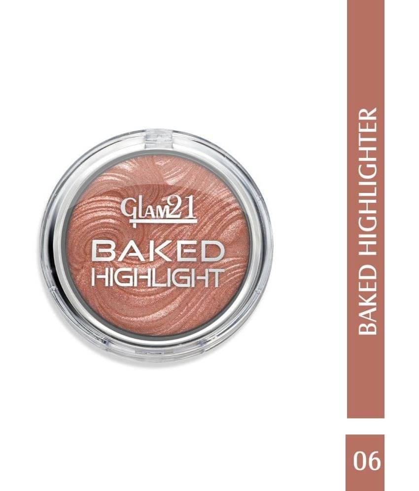    			Glam21 Baked Highlighter Silky Pigments Mettalic & Shimmer Finish Look Creamy Texture 8gm Shade-06