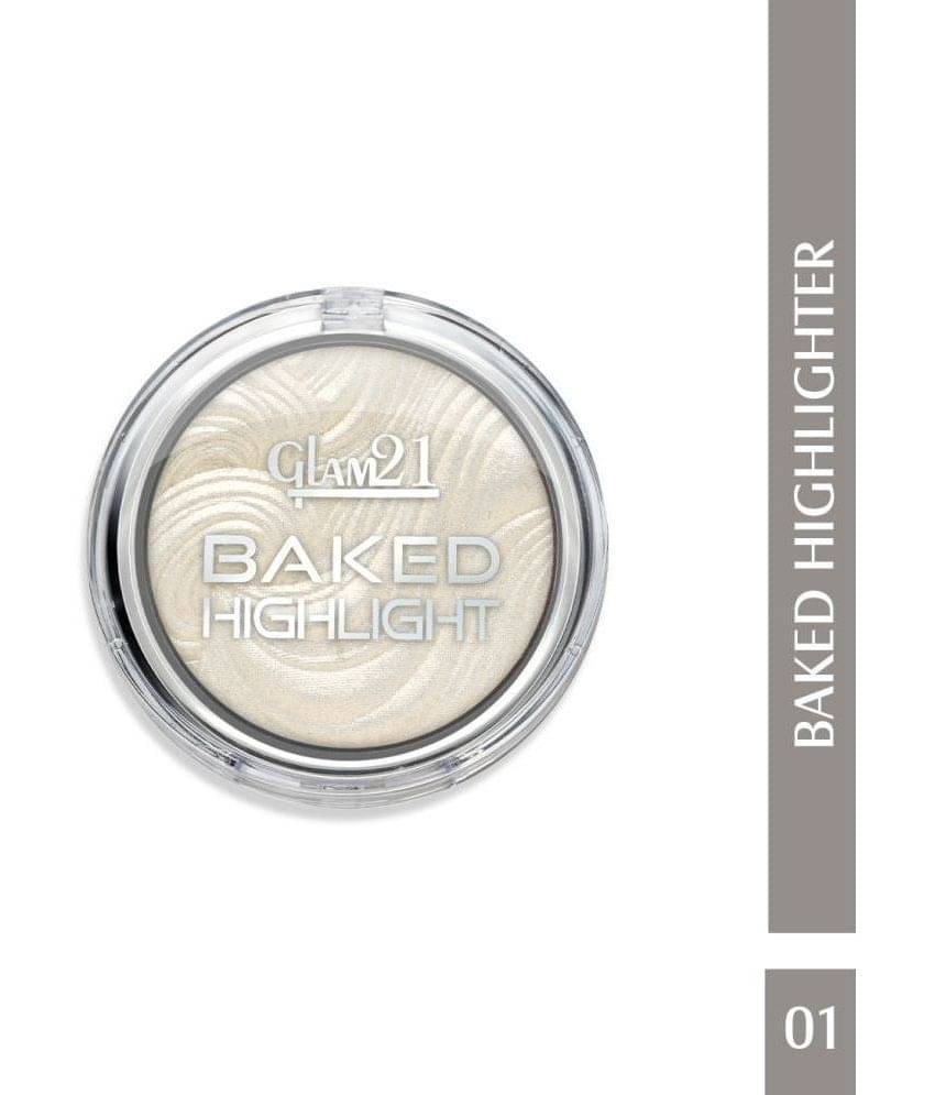     			Glam21 Baked Highlighter Silky Pigments Mettalic & Shimmer Finish Look Creamy Texture 8gm Shade-01