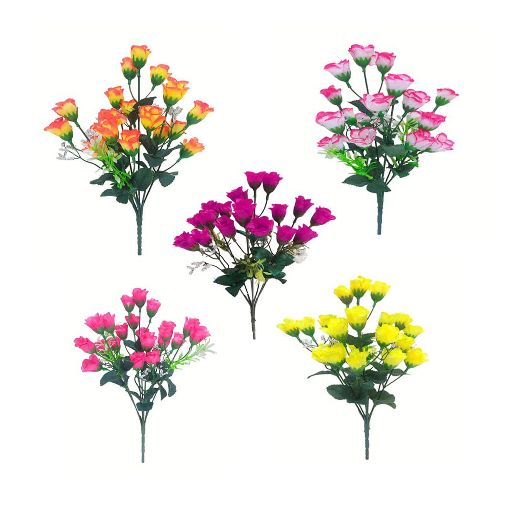 Hidooa - Multicolor Rose Artificial Flower ( Pack of 5 )