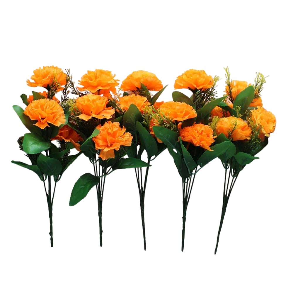 Hidooa - Orange Carnations Artificial Flower ( Pack of 5 )