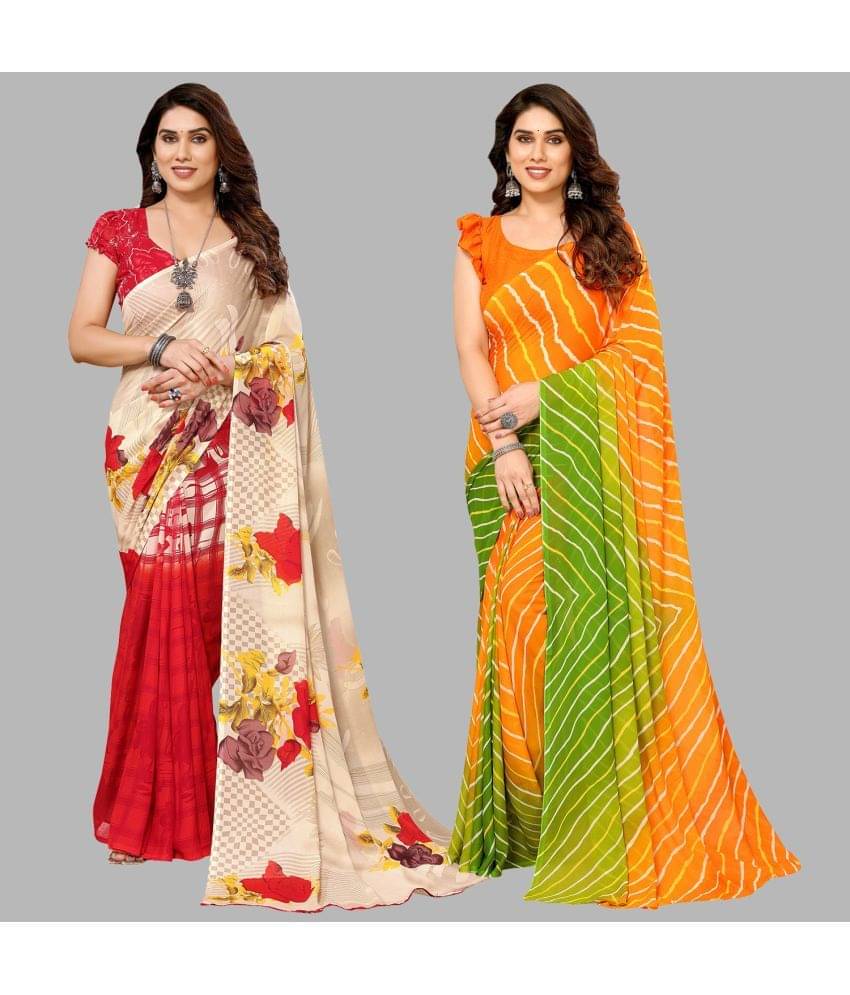 Kashvi Sarees Georgette Printed Saree With Unstitched Blouse Piece ( Multicolor )     			Kashvi Sarees Georgette Printed Saree With Unstitched Blouse Piece ( Multicolor )