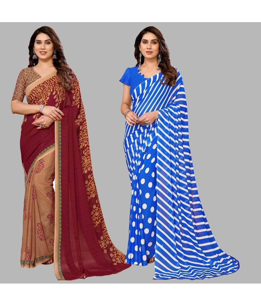 Kashvi Sarees Georgette Printed Saree With Unstitched Blouse Piece ( Multicolor )     			Kashvi Sarees Georgette Printed Saree With Unstitched Blouse Piece ( Multicolor )
