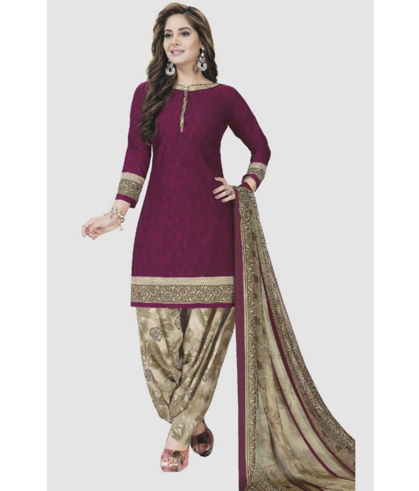 Kkrish Unstitched Crepe Printed Dress Material - Magenta ( Pack of 1 ) - Unstitched Fabrics | Buy online on ZillyBuy