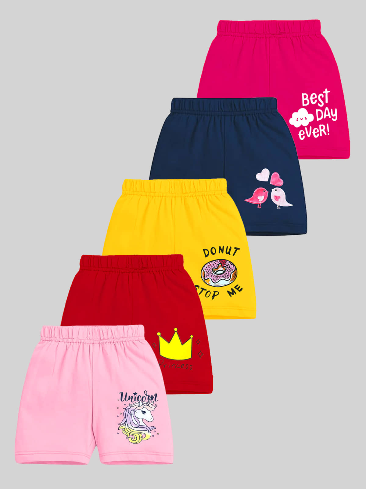 Kuchipoo - Multicolor Cotton Blend Girls Shorts ( Pack of 5 ) - Shorts | Buy online on ZillyBuy