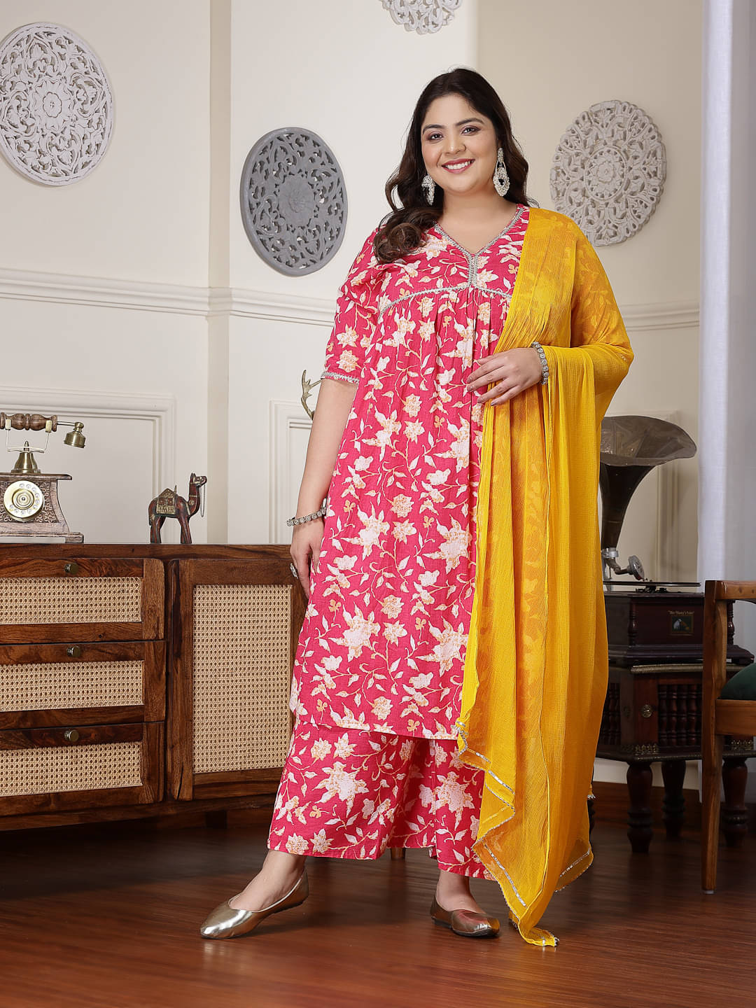 Little More By Stylum Cotton Printed Kurti With Palazzo Women's Stitched Salwar Suit - Pink ( Pack of 1 ) Little More By Stylum Cotton Printed Kurti With Palazzo Women's Stitched Salwar Suit - Pink ( Pack of 1 )